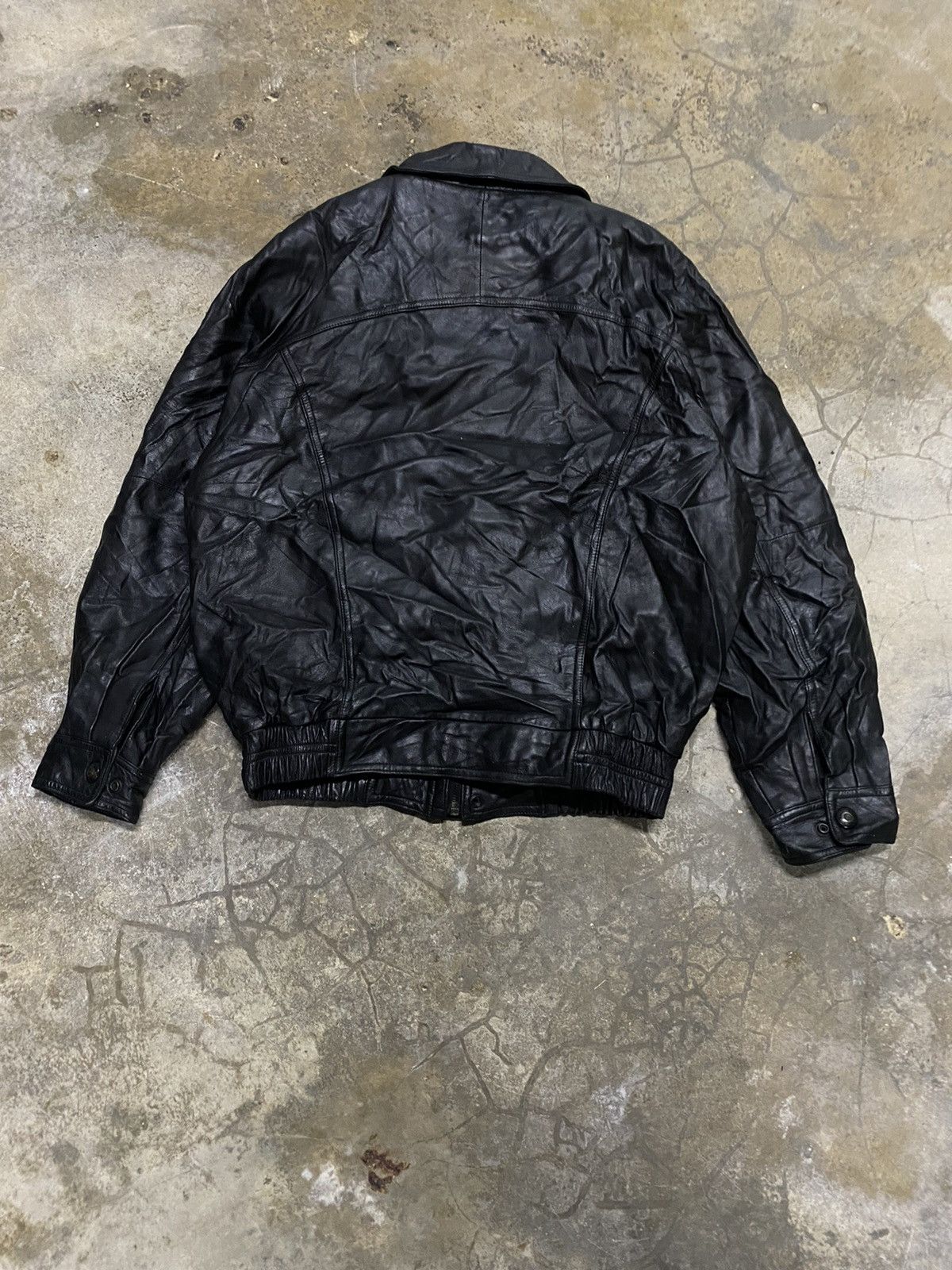 Leather × Vintage 🔥DHL SHIPPING🔥VINTAGE LEATHER JACKET MILITARY STYLE Size US L / EU 52-54 / 3 - 4 Thumbnail