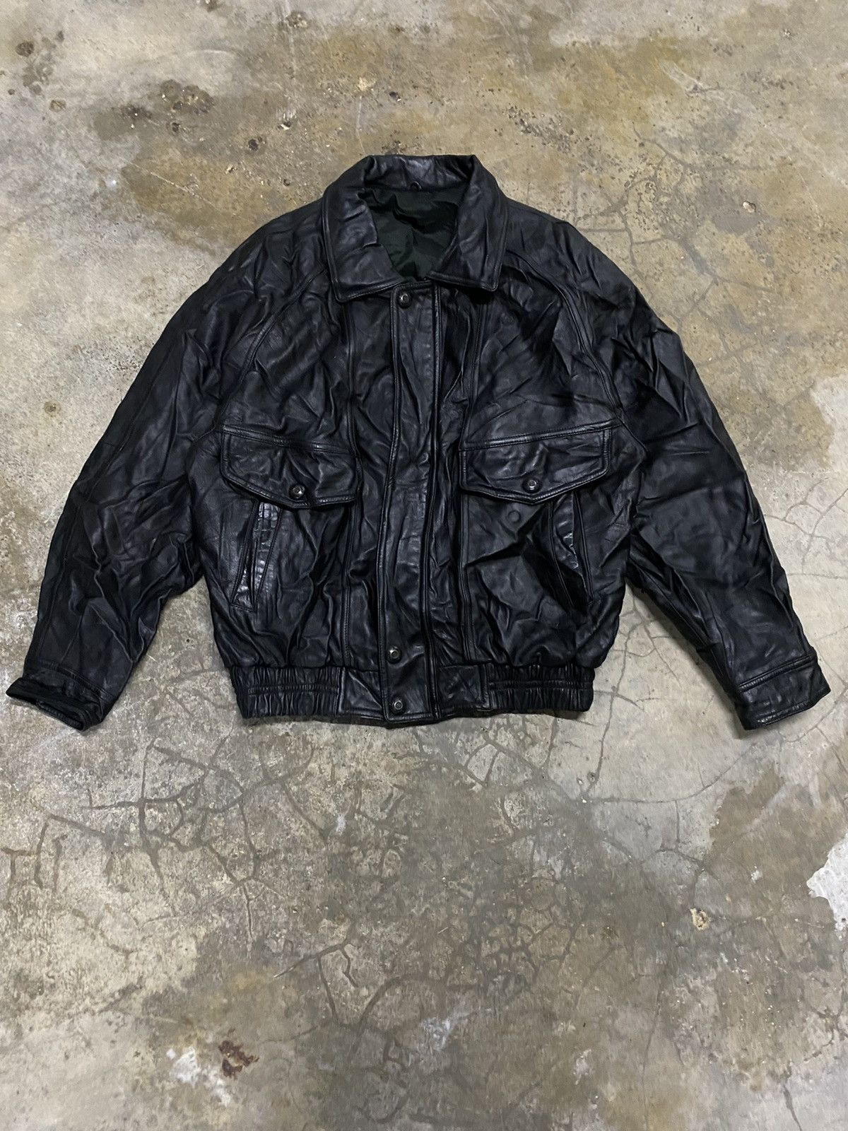 Leather × Vintage 🔥DHL SHIPPING🔥VINTAGE LEATHER JACKET MILITARY STYLE Size US L / EU 52-54 / 3 - 1 Thumbnail