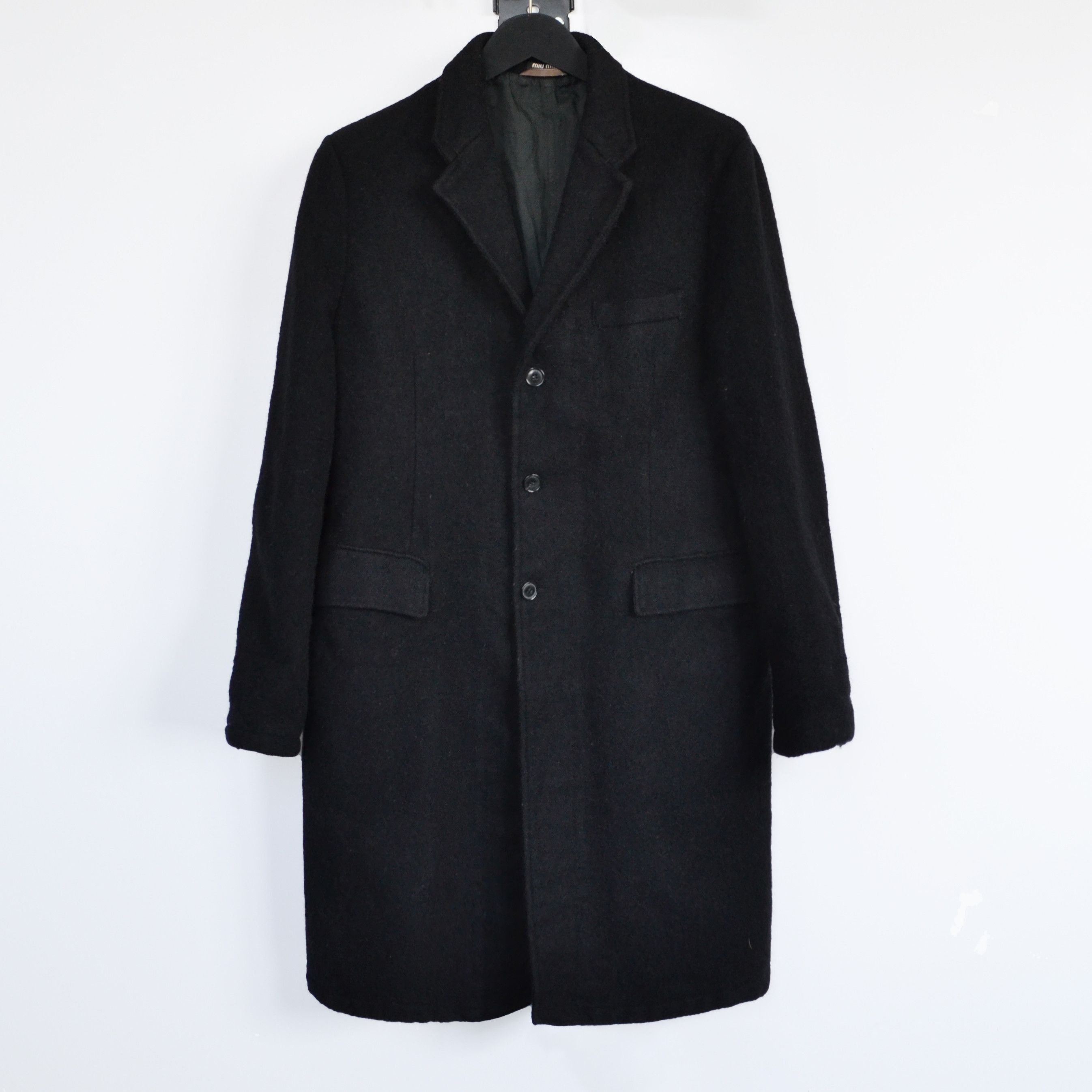 image of Master Coat x Miu Miu Coat Jacket Black Wool Mohair Vintage, Men's (Size Medium)