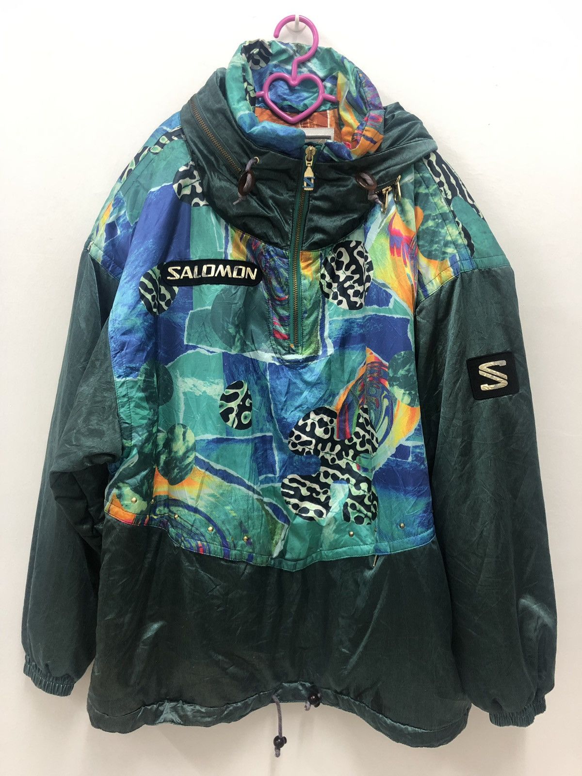 image of Vintage Salomon Ski Multicolor Pop Art Heavy Jacket in Green, Men's (Size Large)