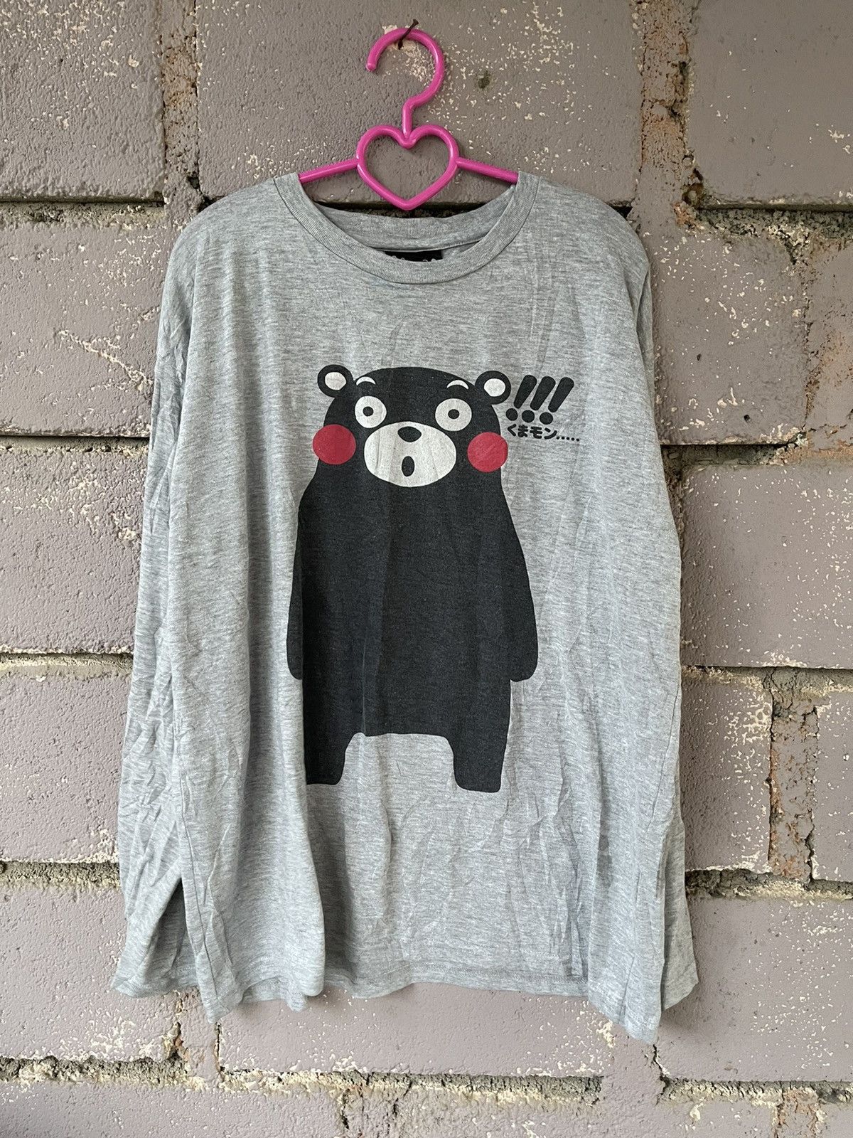 image of Anima x Cartoon Network Vintage Kumamon Long Sleeve in Grey, Men's (Size Large)