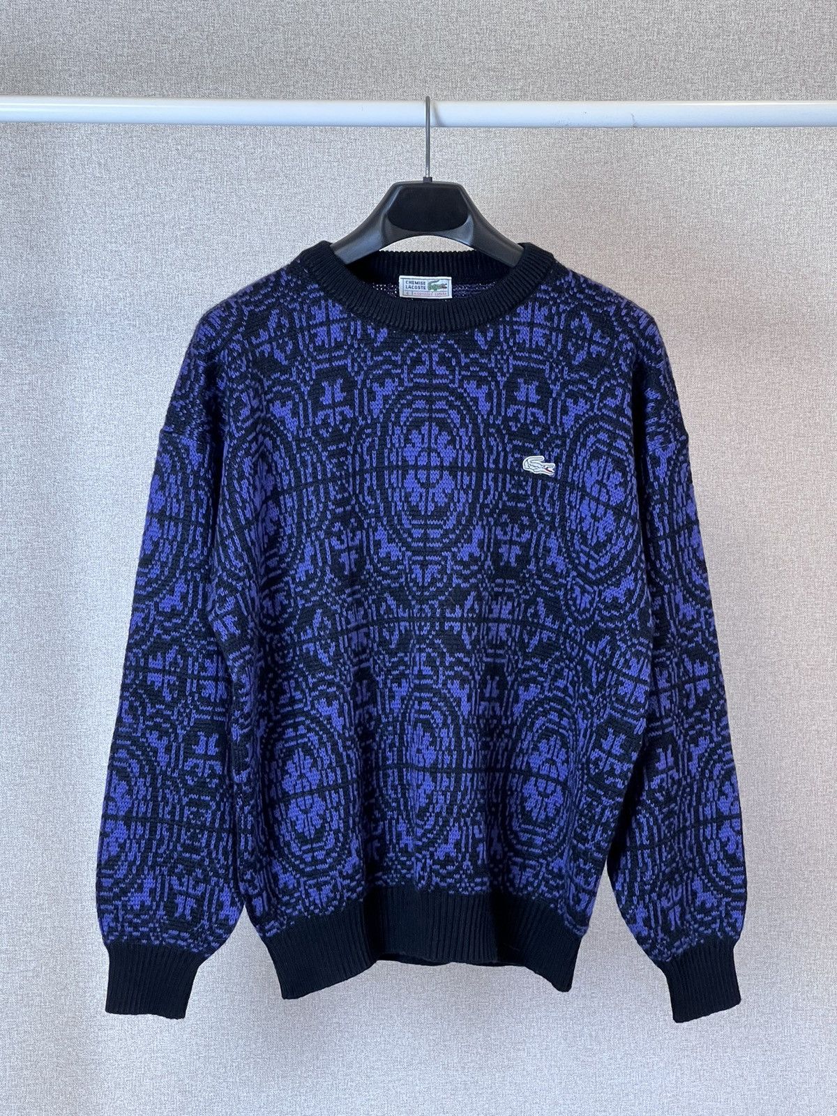 image of Chemise Lacoste Mohair Purple/black Sweater, Men's (Size XL)