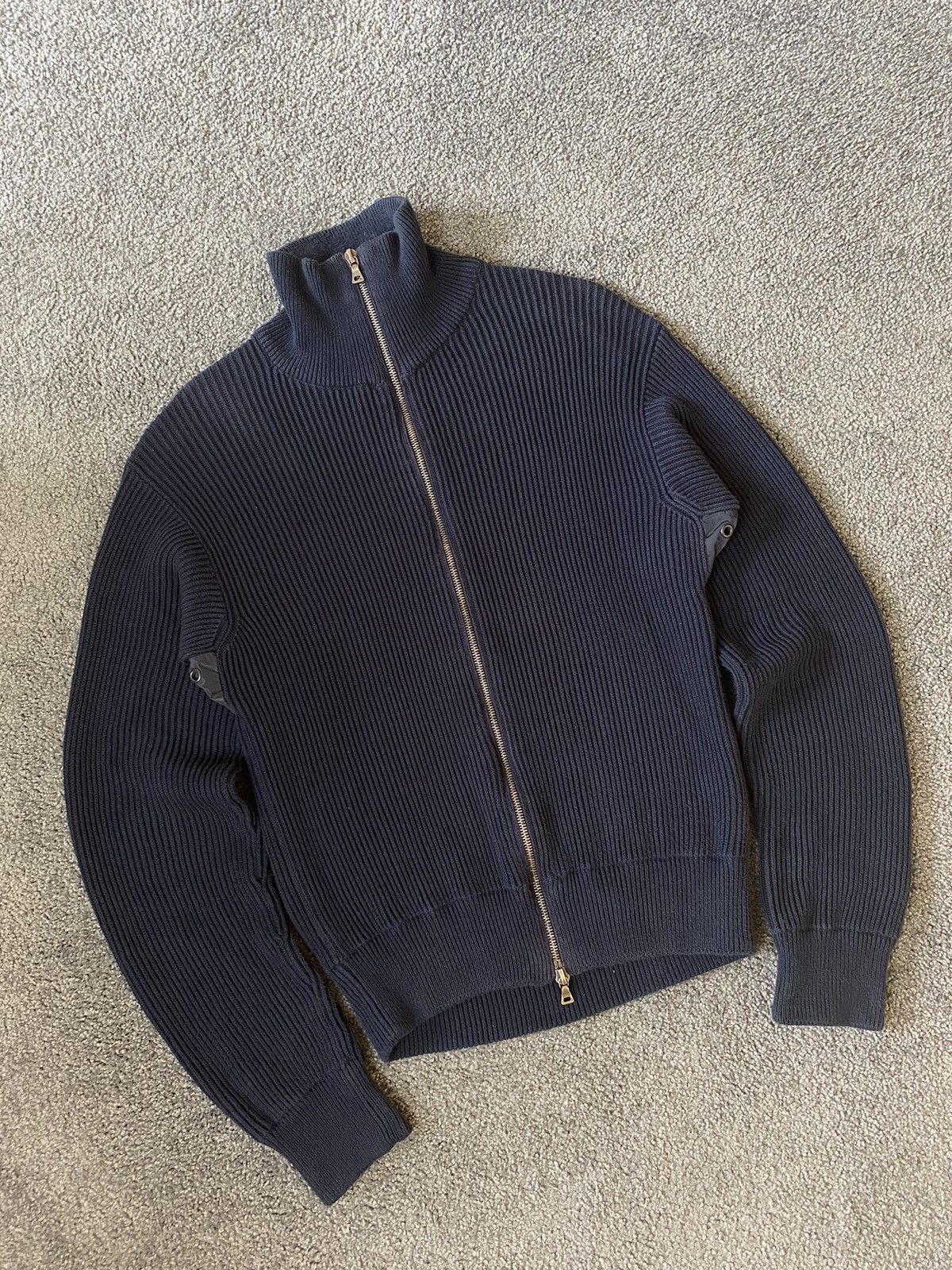 image of Sweater Vintage Zip Prada 90's in Blue, Men's (Size Small)