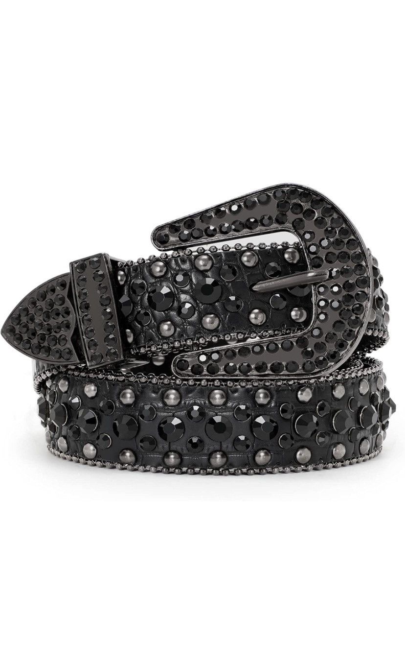 Vintage like custom Belt Chrome Y2k Crystals Silver