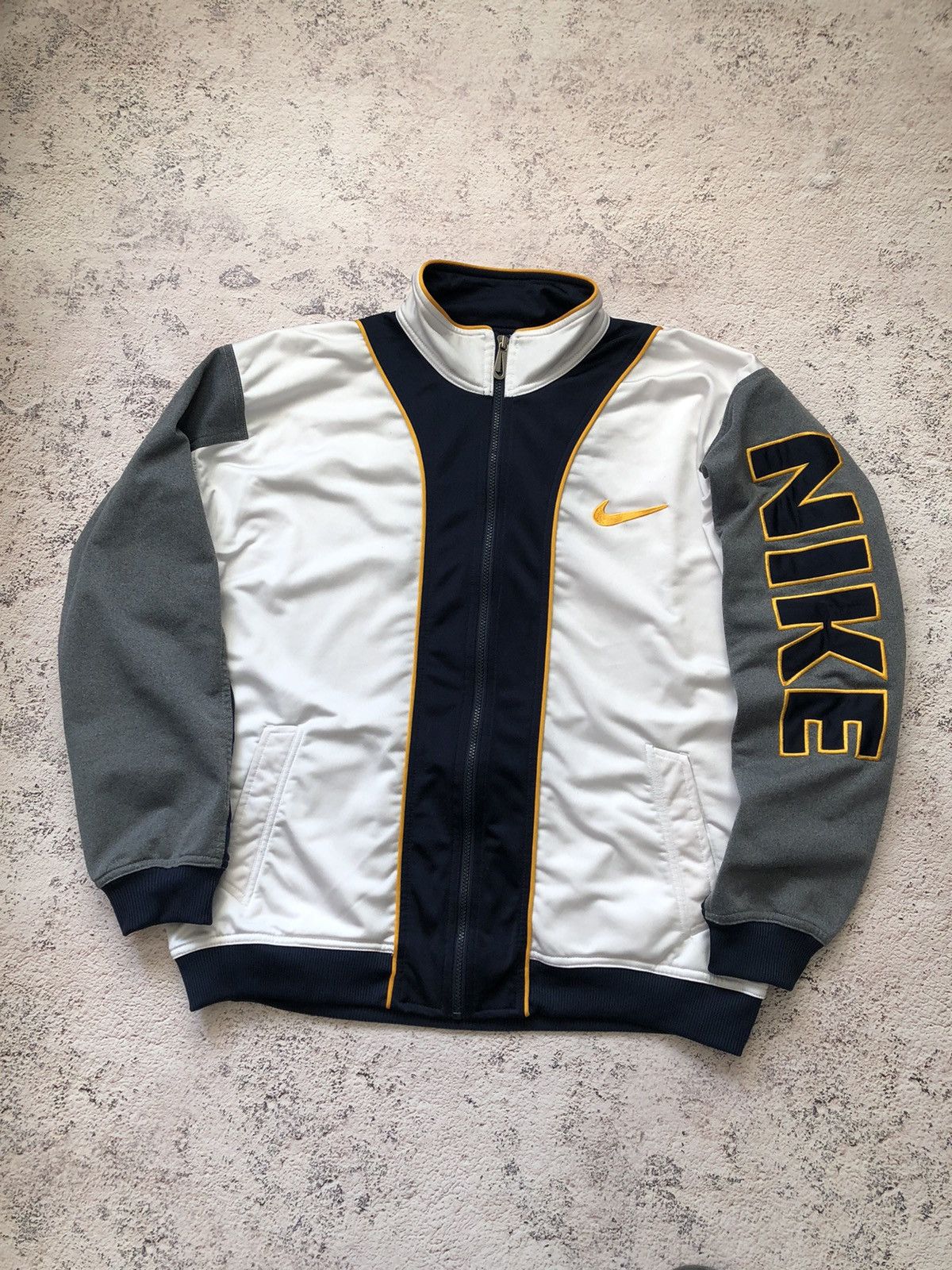 Nike × Vintage Vintage 90s Nike Big Logo / Drill Jacket Size US XL / EU 56 / 4 - 2 Thumbnail