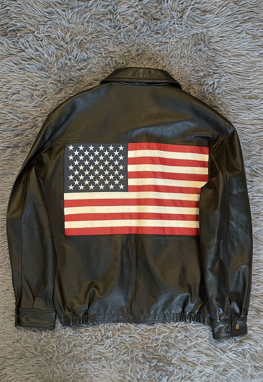 Vintage Timothy Daniels 90s vintage USA flag real leather jacket Grailed