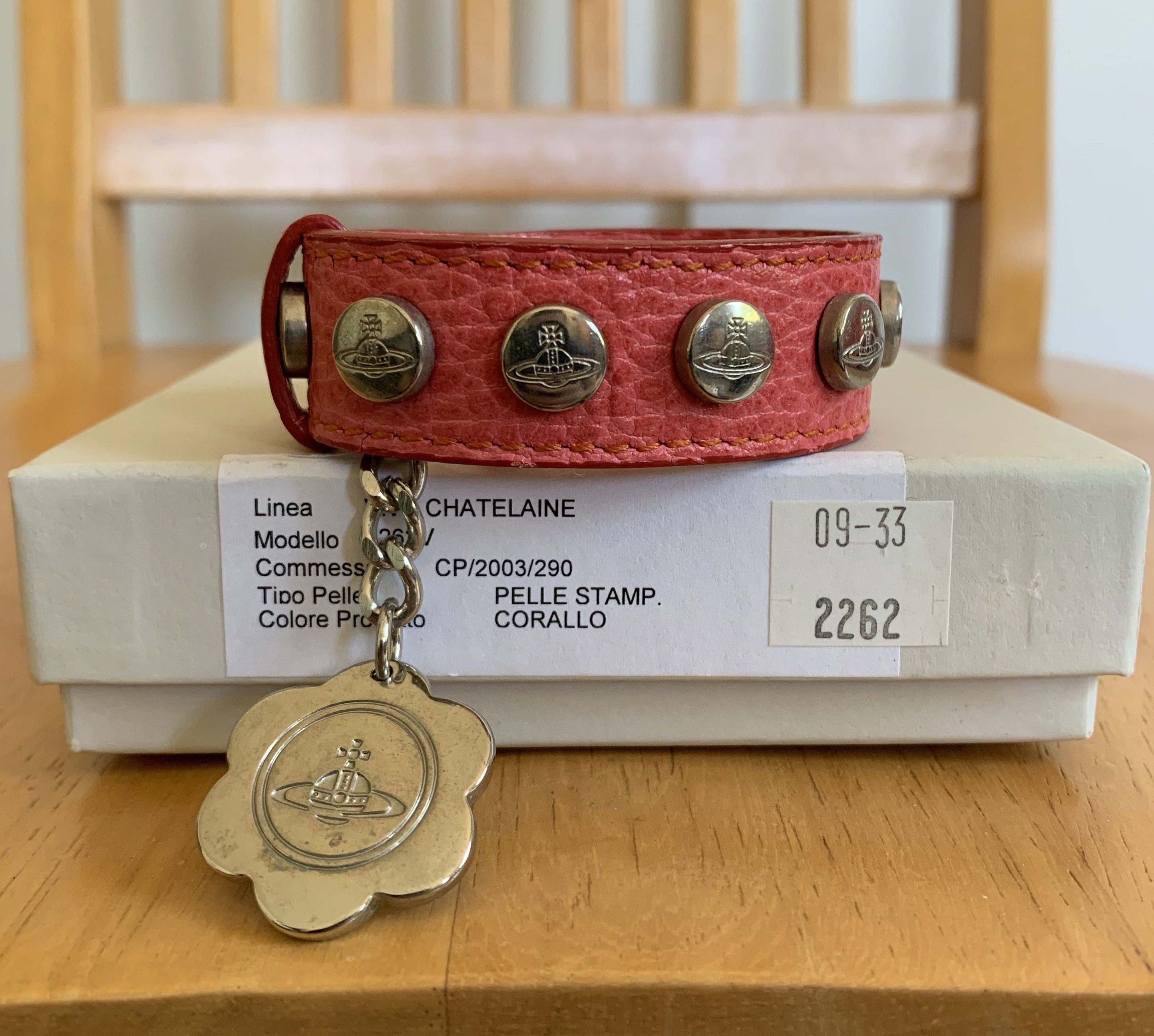Vivienne Westwood Vivenne Westwood Studded Pink Leather Orb Bracelet + Box Size ONE SIZE - 1 Thumbnail
