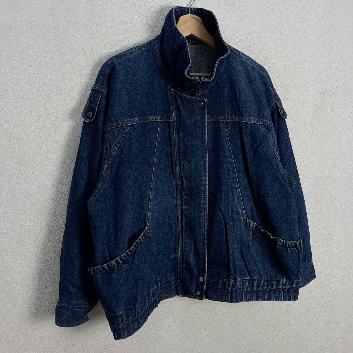 Japanese Brand RARE BIKER PARACHUTE BOMBER JACKET DENIM DOUBLE BREAST Size US M / EU 48-50 / 2 - 6 Thumbnail