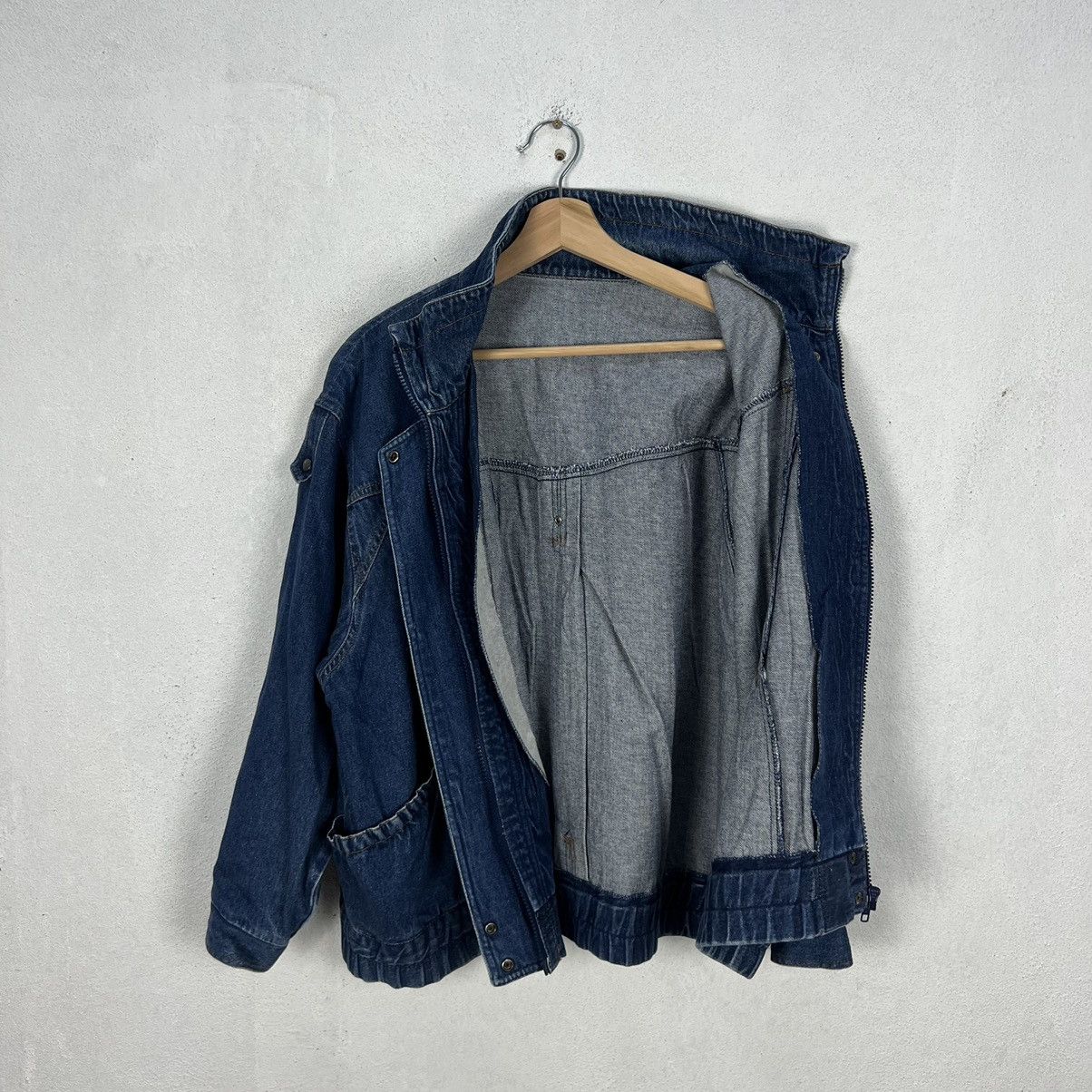 Japanese Brand RARE BIKER PARACHUTE BOMBER JACKET DENIM DOUBLE BREAST Size US M / EU 48-50 / 2 - 11 Thumbnail