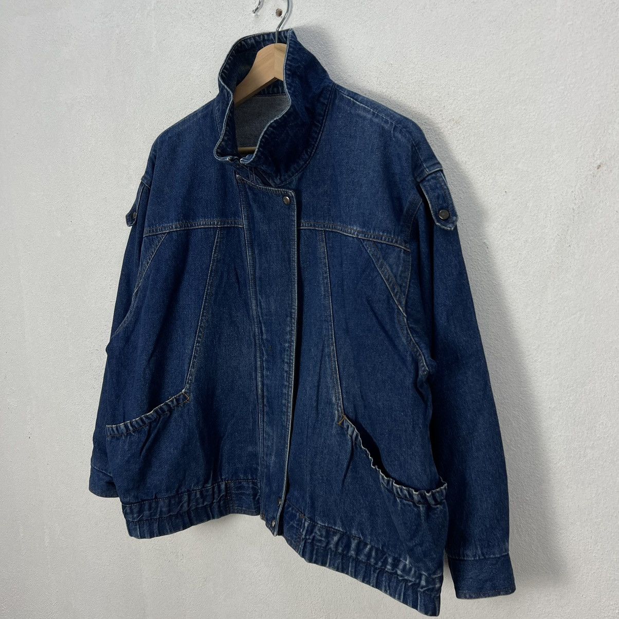 Japanese Brand RARE BIKER PARACHUTE BOMBER JACKET DENIM DOUBLE BREAST Size US M / EU 48-50 / 2 - 2 Thumbnail