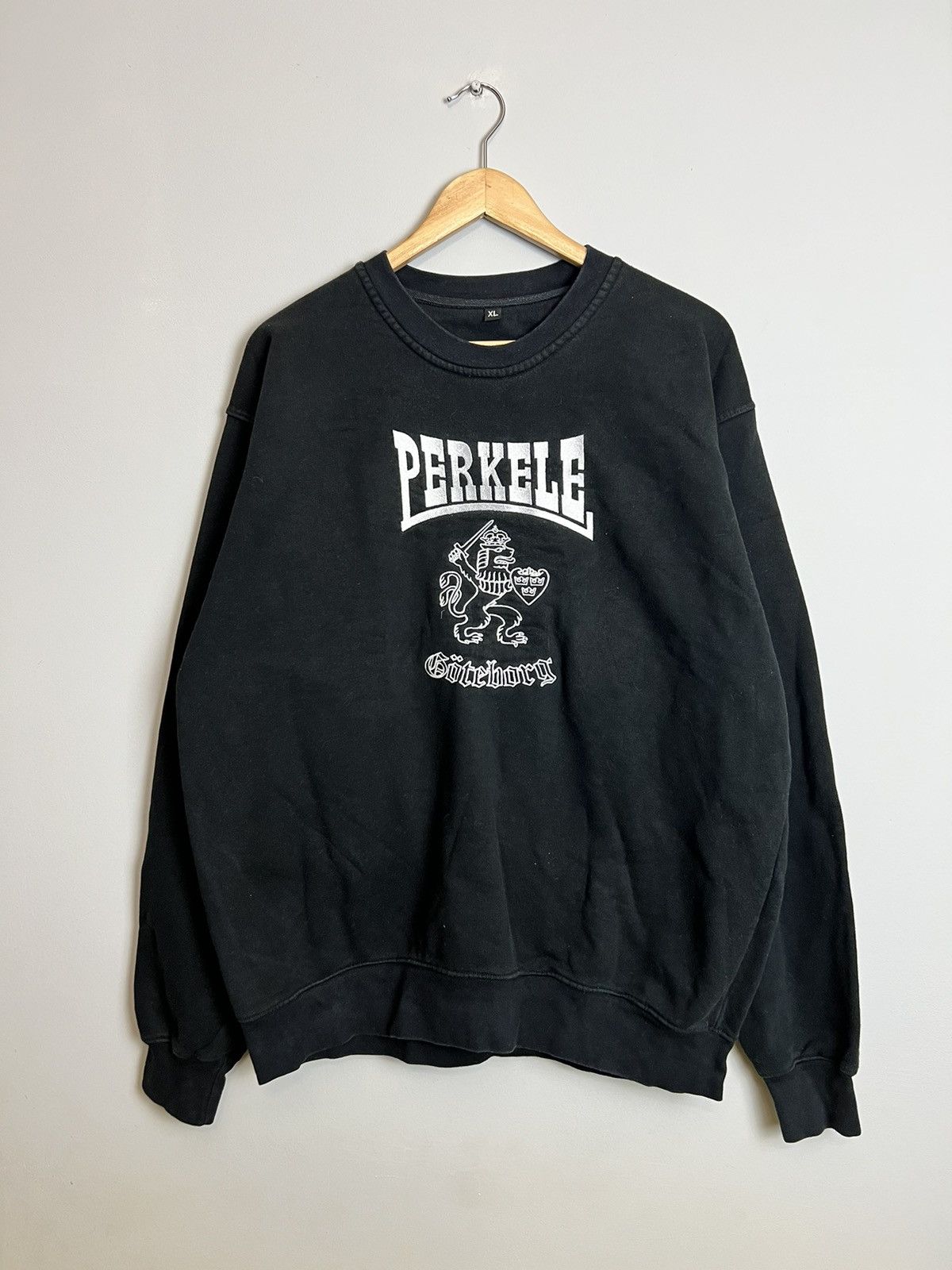 image of Rare Vintage 2002 Perkele Oi Street Punk Band Hoodie XL Y2K in Black, Men's