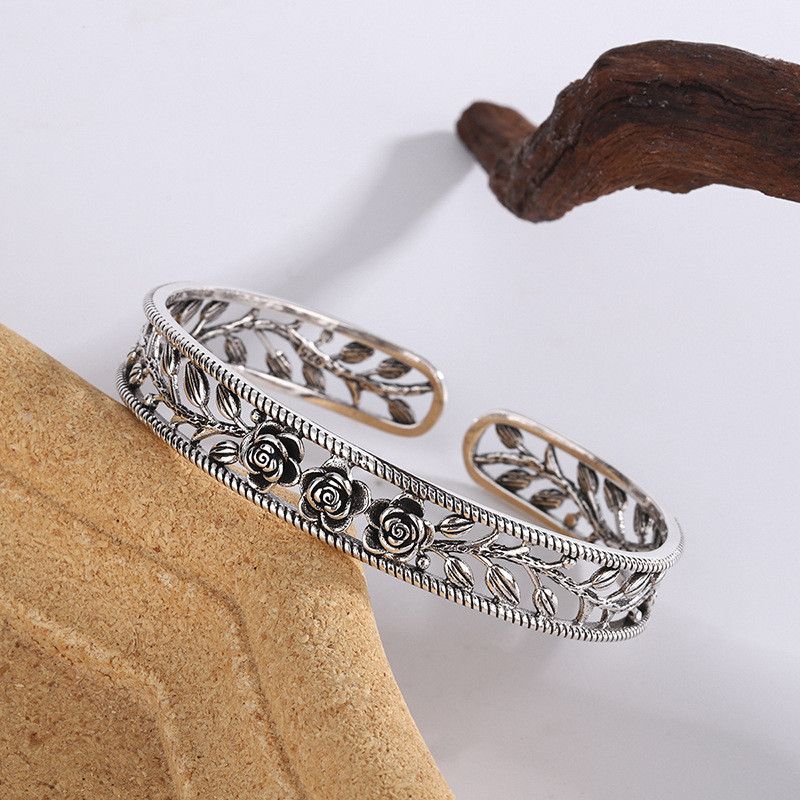 Jewelry Elegant Charming Hollow Rose Flower Bracelet Size ONE SIZE - 1 Thumbnail