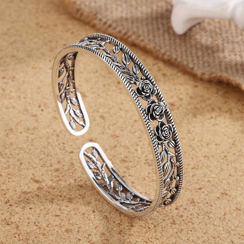 Jewelry Elegant Charming Hollow Rose Flower Bracelet Size ONE SIZE - 2 Thumbnail