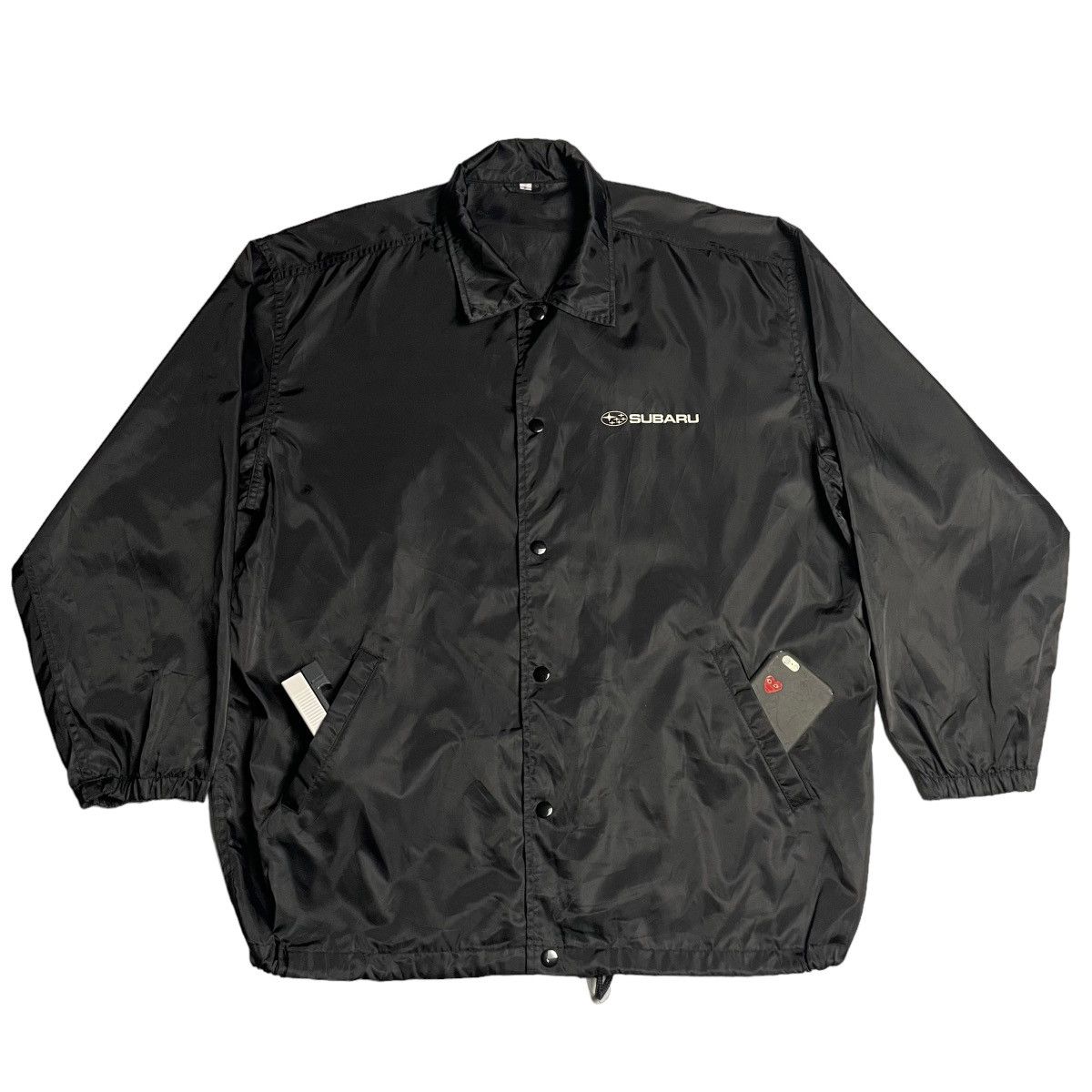 image of Racing x Sports Specialties Subaru Forester Spell Out Logo Coach Jacket in Black, Men's (Size XL)