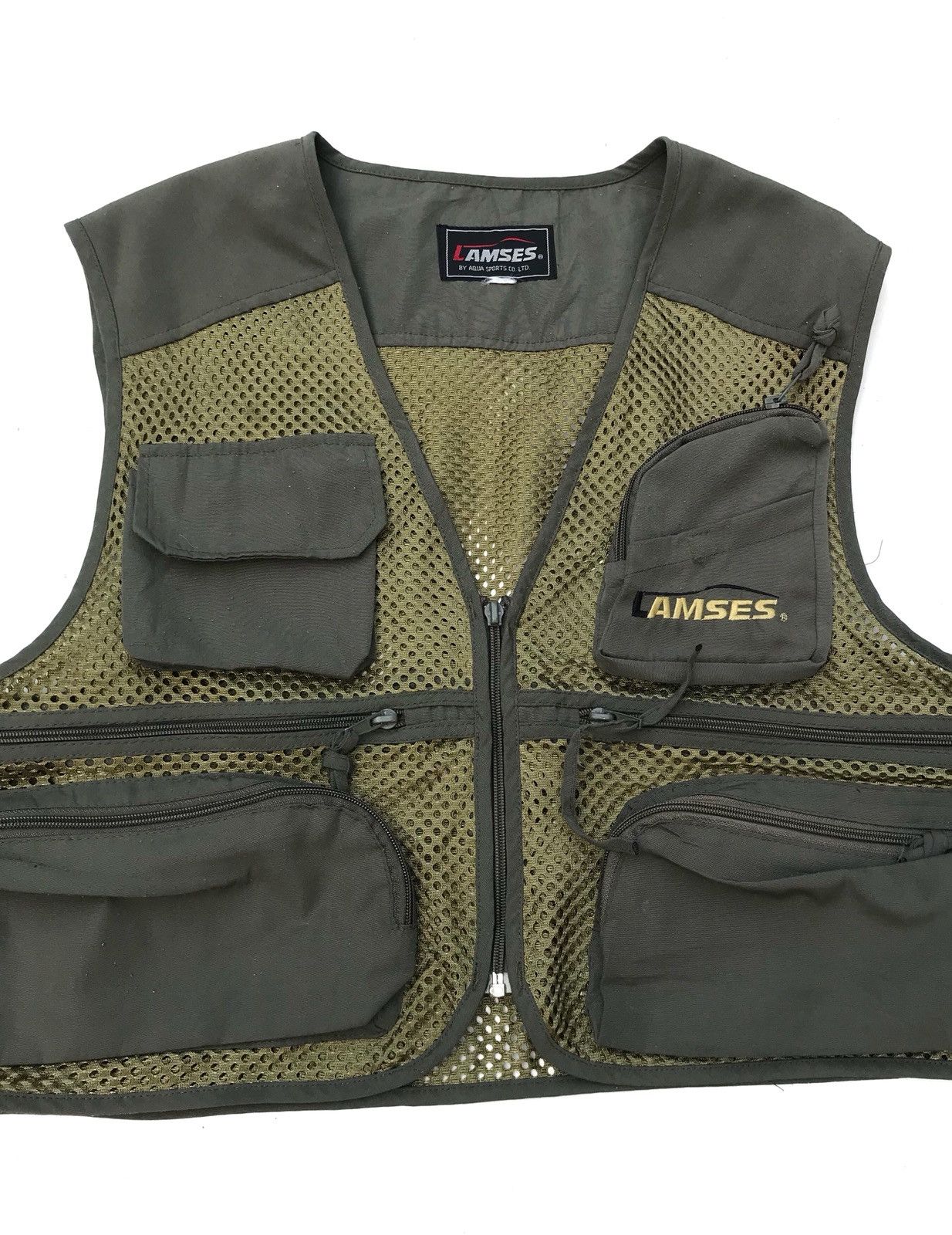 image of Utility Pro Wear Vintage Lamses Cargo Net Tactical Jacket Vest in Green, Men's (Size Medium)