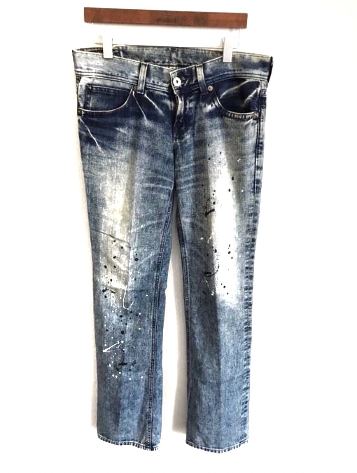 Lee Lee Acid Wash Splatter Paint Denim Distressed Painter Jeans Size US 33 - 1 Thumbnail