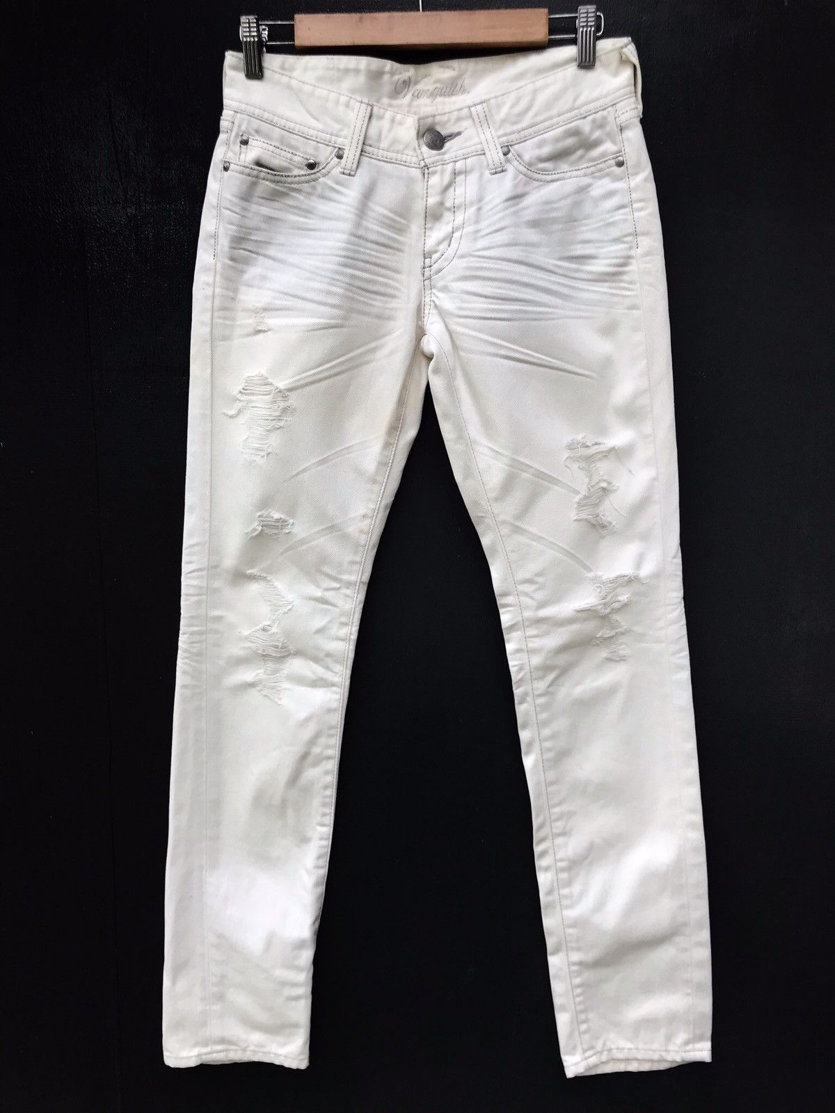 image of Vanquish White Distressed Jeans, Men's (Size 29)