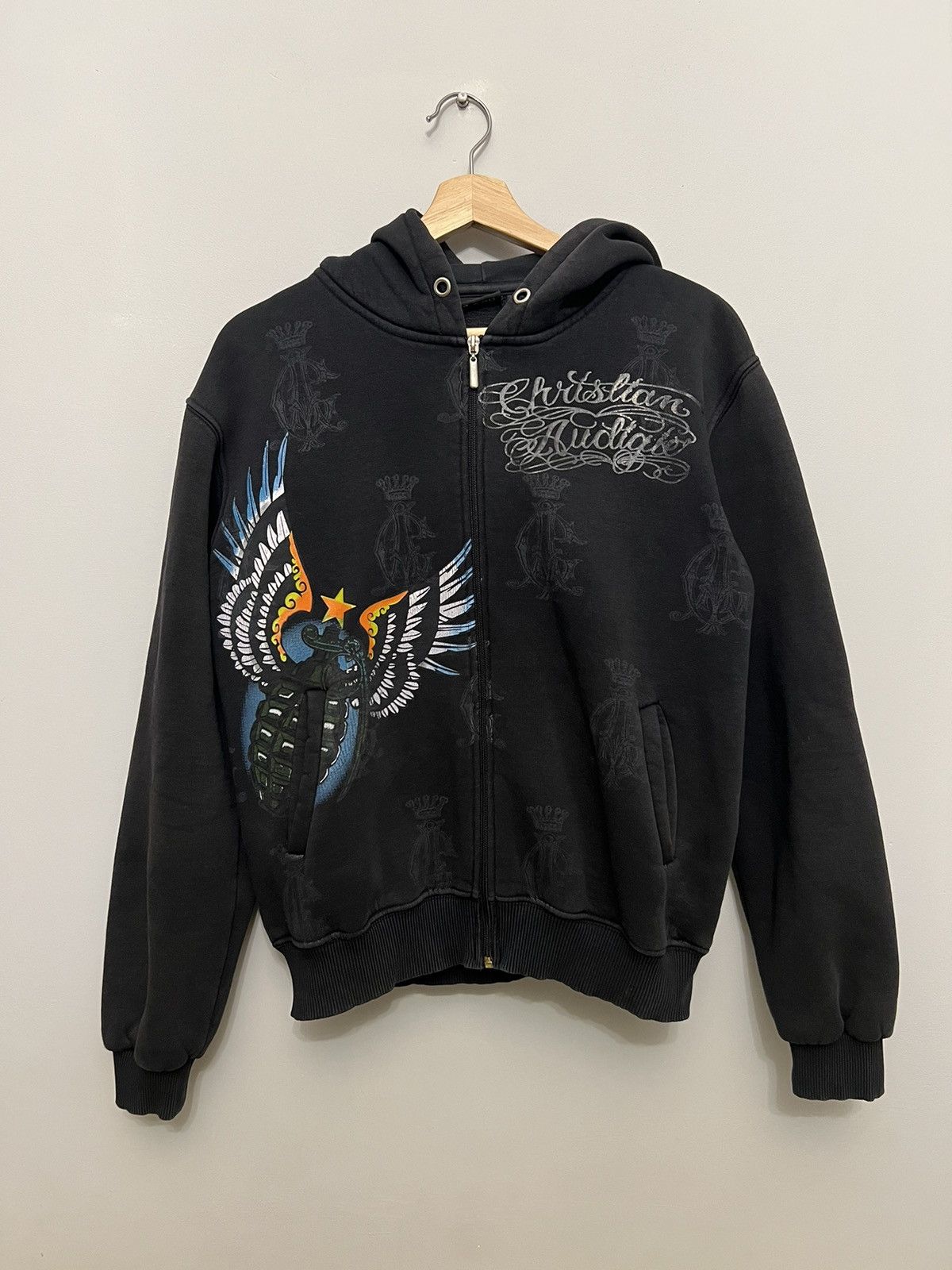 Christian Audigier Rare Vintage Christian Audigier Ed Hardy Womens Y2K Hoodie Size L / US 10 / IT 46 - 1 Thumbnail