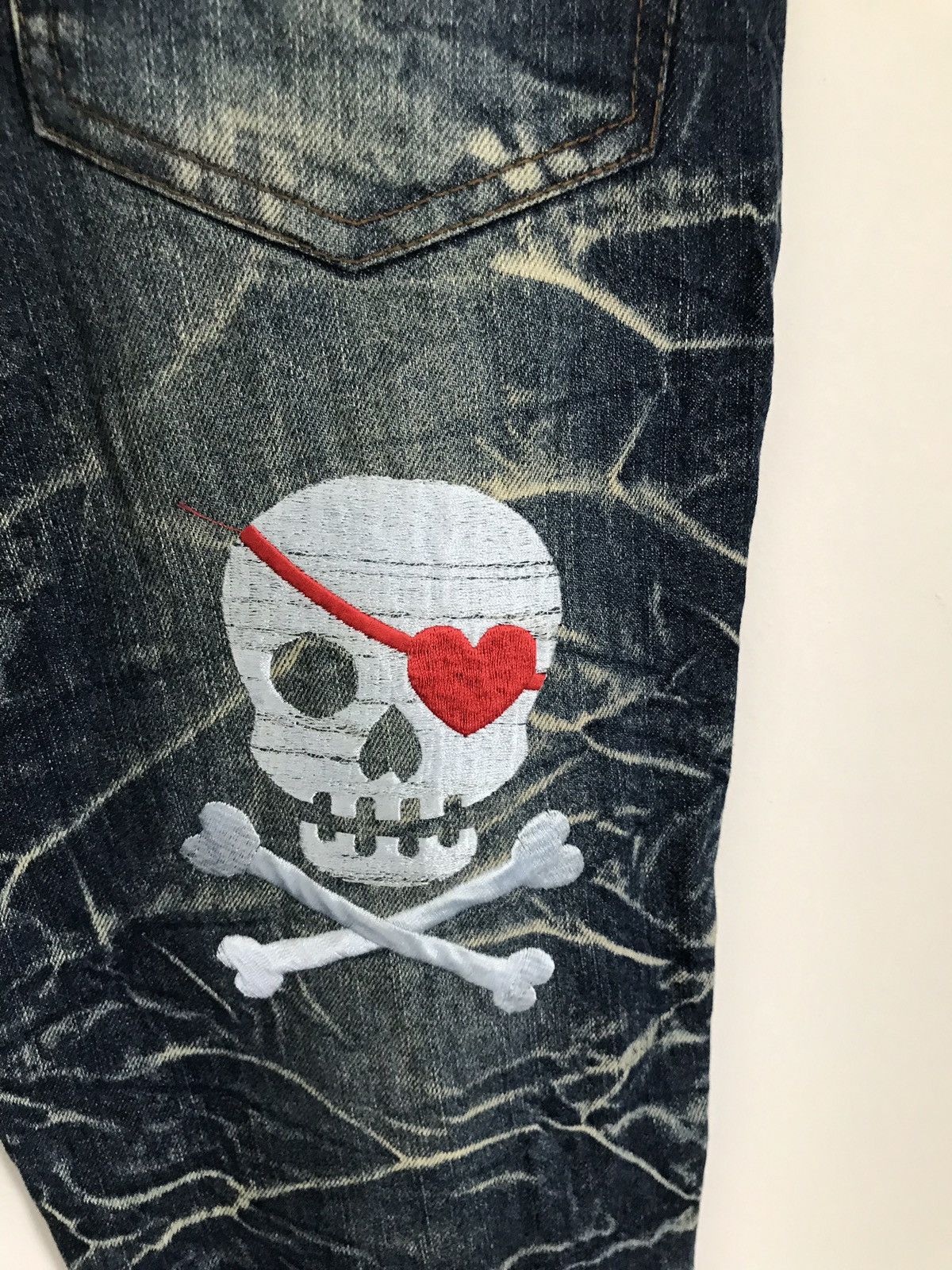 Japanese Brand Vintage Japanese Brand Sun Lucas Embroidered Skull Jeans Size US 30 / EU 46 - 8 Thumbnail