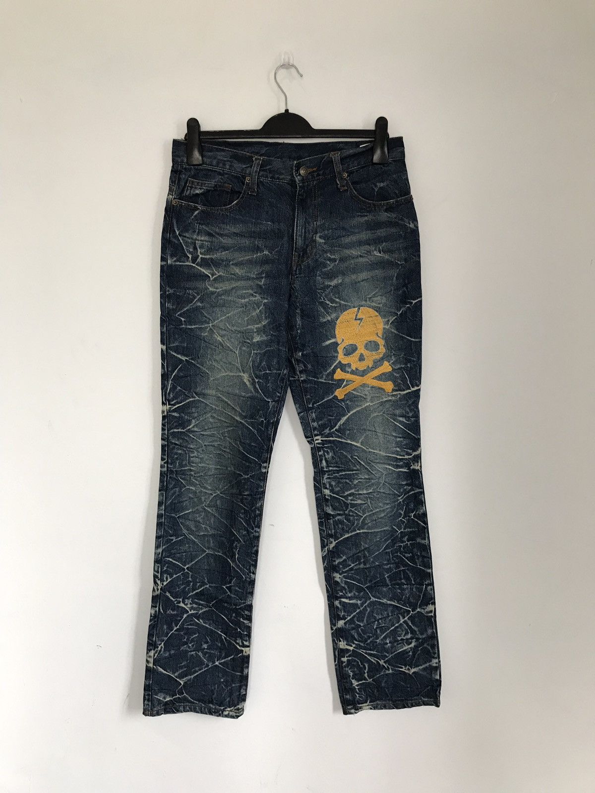 Japanese Brand Vintage Japanese Brand Sun Lucas Embroidered Skull Jeans Size US 30 / EU 46 - 2 Thumbnail
