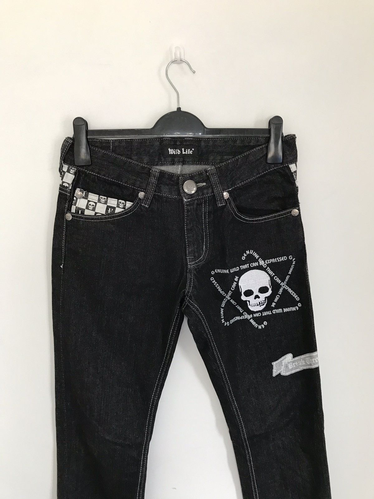 Japanese Brand × Seditionaries Vintage Japanese Brand Wild Life Embroidered Skull Jeans Size US 29 - 1 Thumbnail