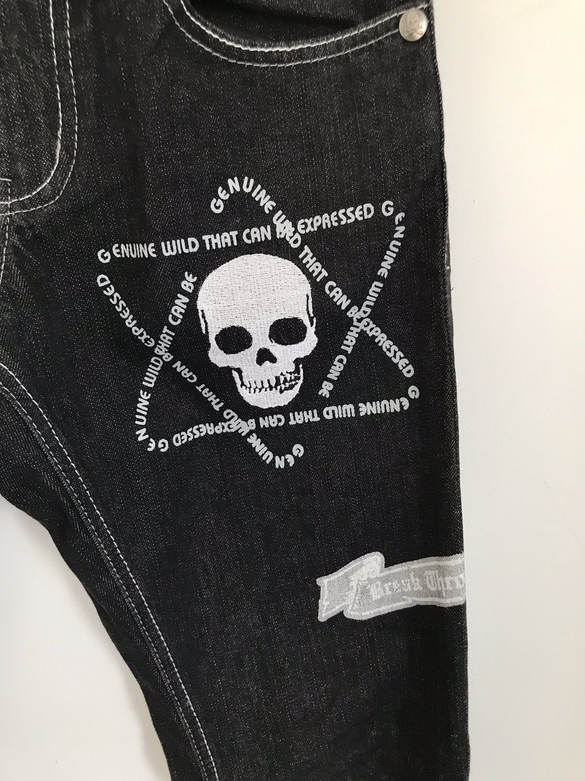Japanese Brand × Seditionaries Vintage Japanese Brand Wild Life Embroidered Skull Jeans Size US 29 - 7 Thumbnail