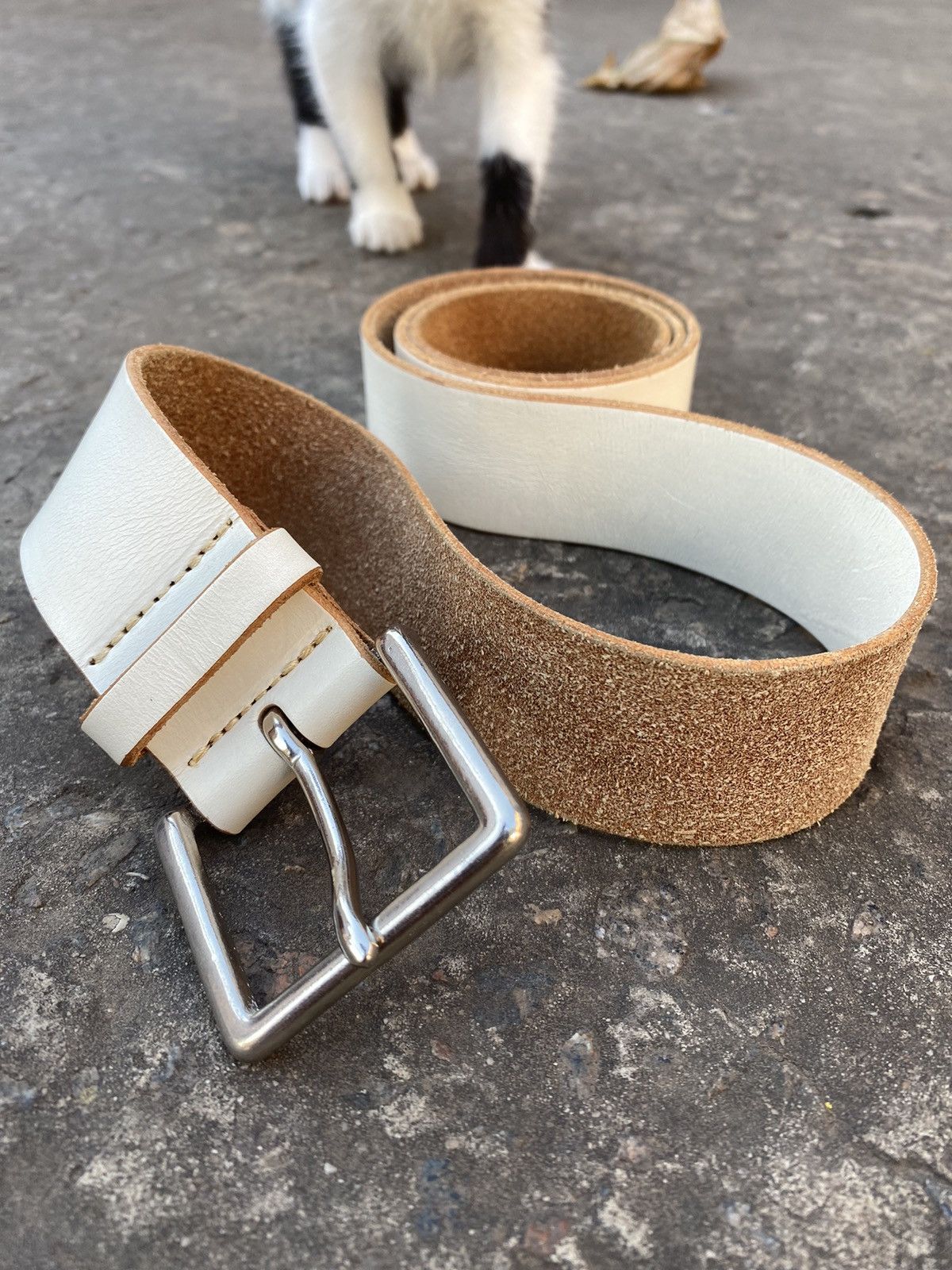 Vintage × Y's × Yohji Yamamoto Yohji Yamamoto Vintage white leather belt Size ONE SIZE - 1 Thumbnail