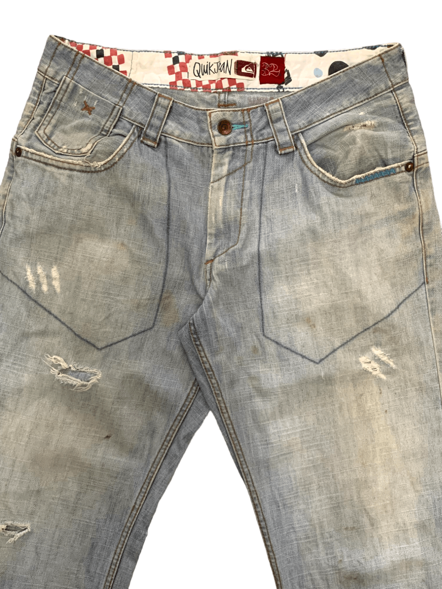 Japanese Brand × Quiksilver Vintage Quiksilver Light Blue Wash Distressed Baggy Jeans Size US 32 / EU 48 - 5 Thumbnail
