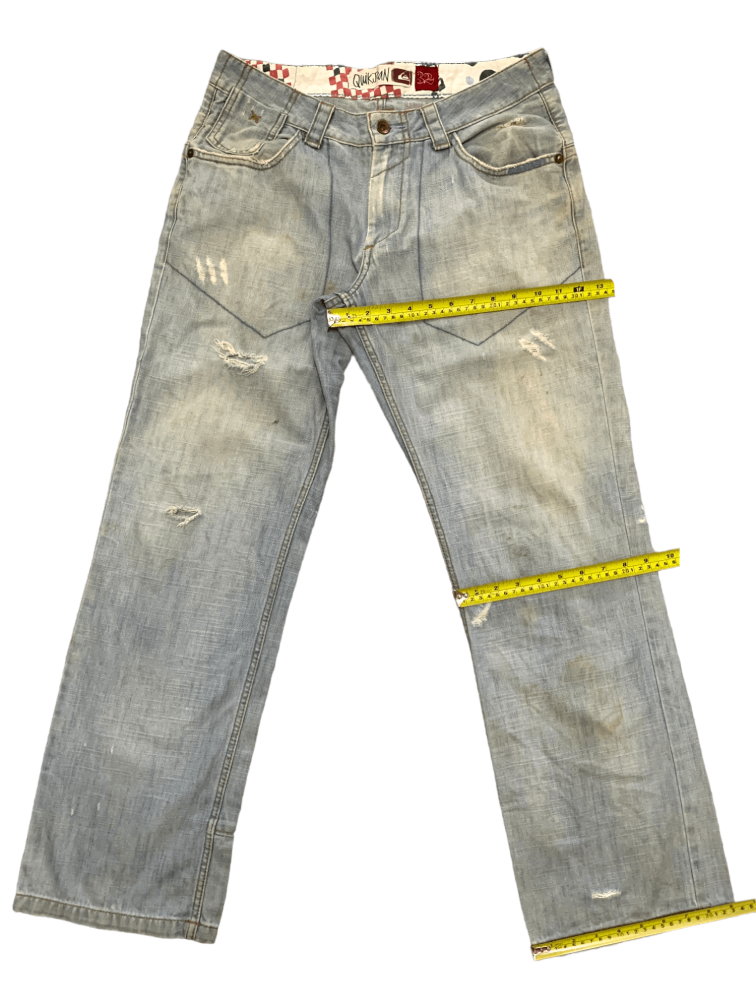 Japanese Brand × Quiksilver Vintage Quiksilver Light Blue Wash Distressed Baggy Jeans Size US 32 / EU 48 - 15 Thumbnail