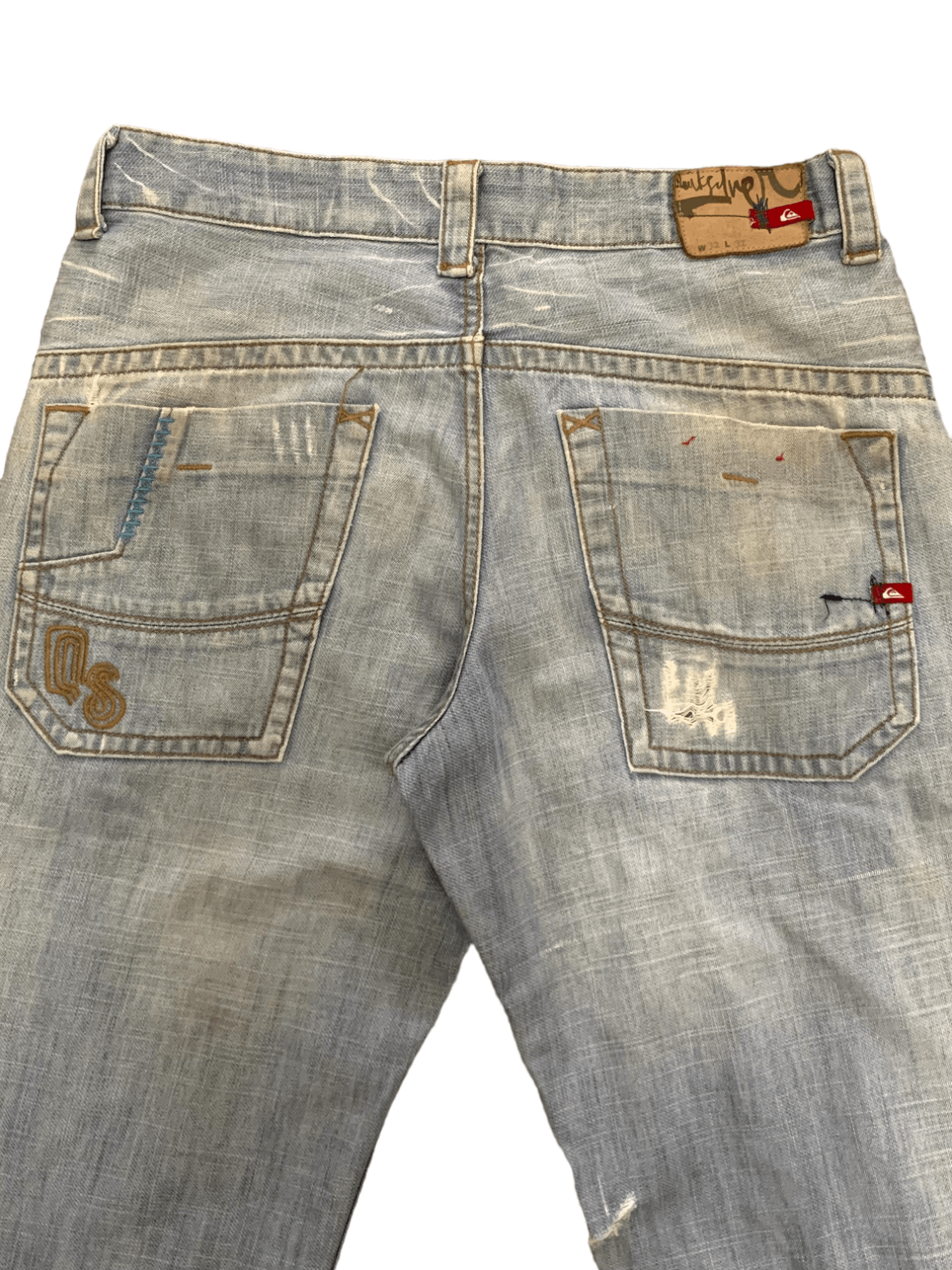 Japanese Brand × Quiksilver Vintage Quiksilver Light Blue Wash Distressed Baggy Jeans Size US 32 / EU 48 - 11 Thumbnail