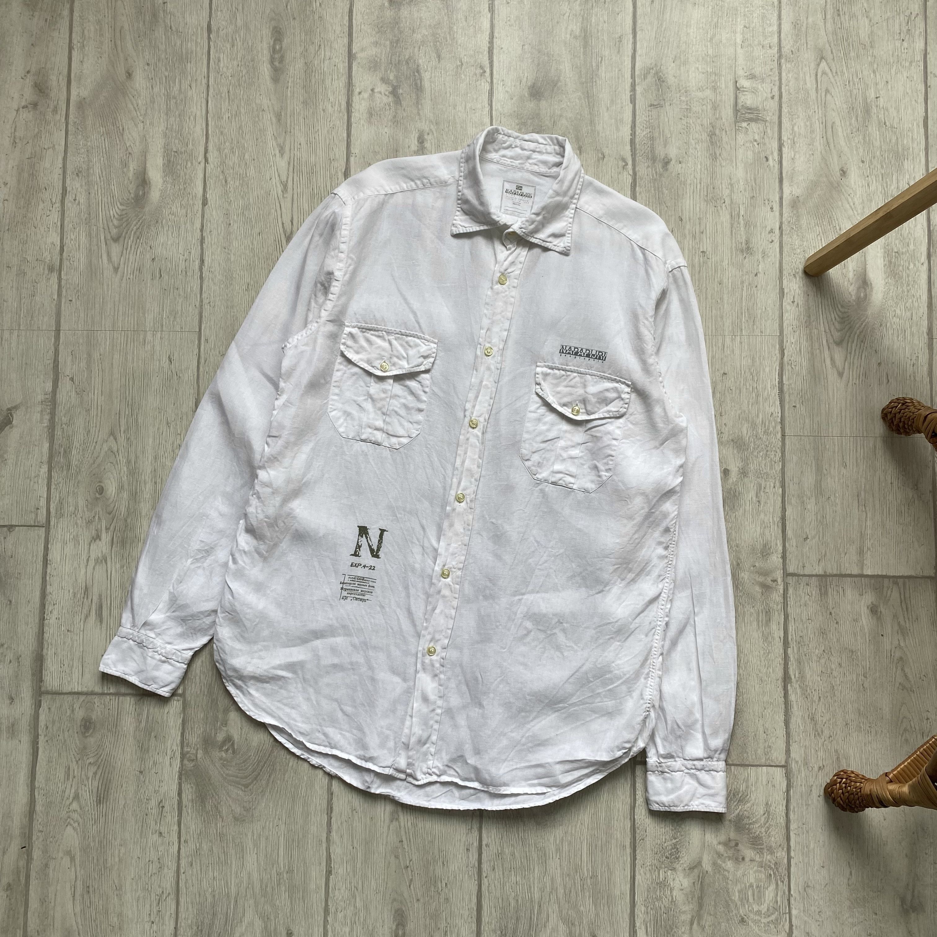 Napapijri 🔥 Oldmoney Napapijri linen Shirt Vintage 90s Size US L / EU 52-54 / 3 - 2 Thumbnail