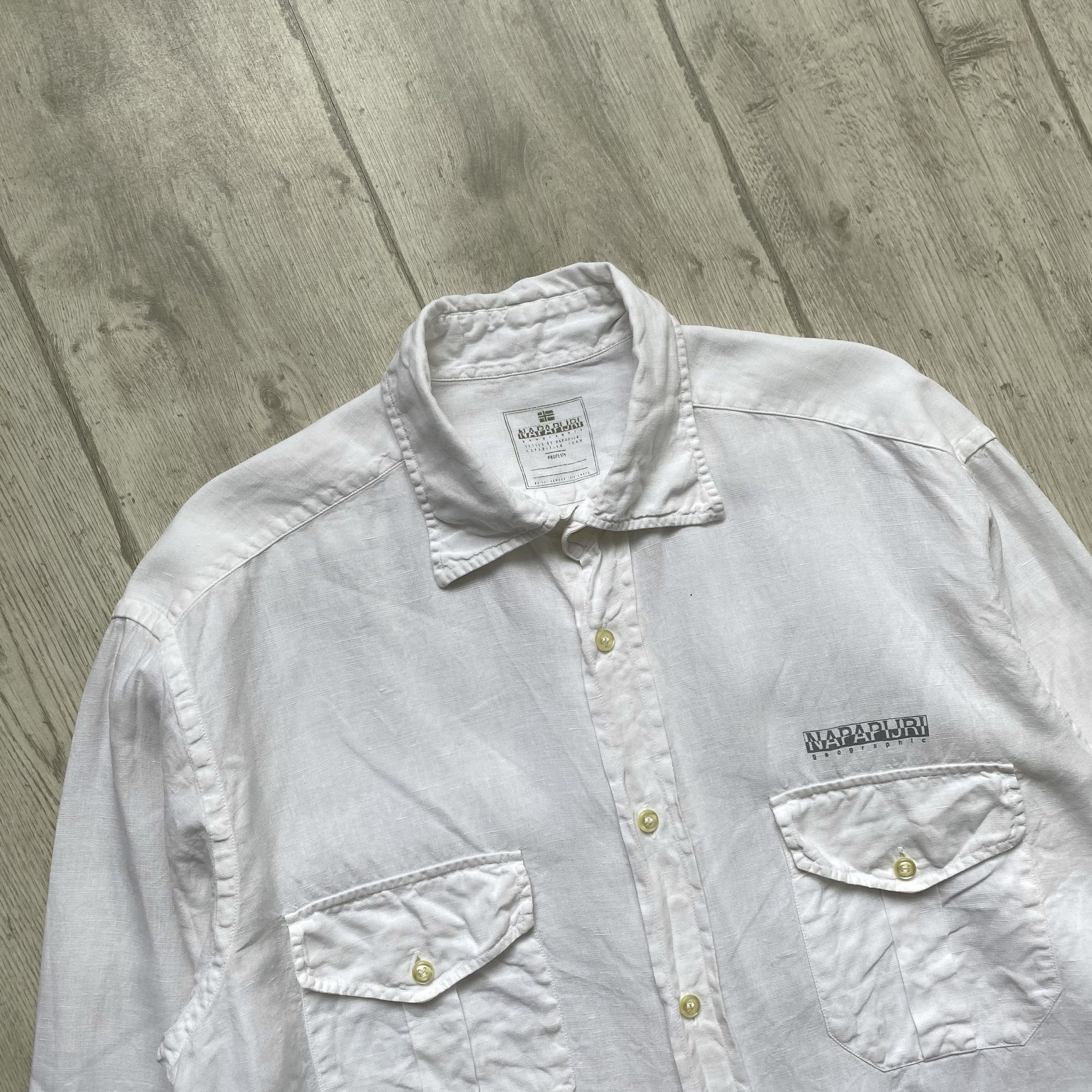 Napapijri 🔥 Oldmoney Napapijri linen Shirt Vintage 90s Size US L / EU 52-54 / 3 - 3 Thumbnail
