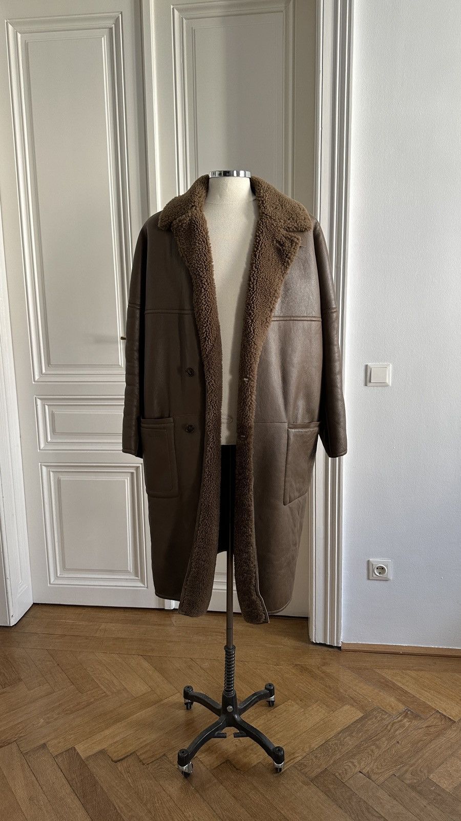 image of Berluti x Haider Ackermann Fw18 Runway Collection Toffee Shearling Coat in Brown, Men's (Size Large