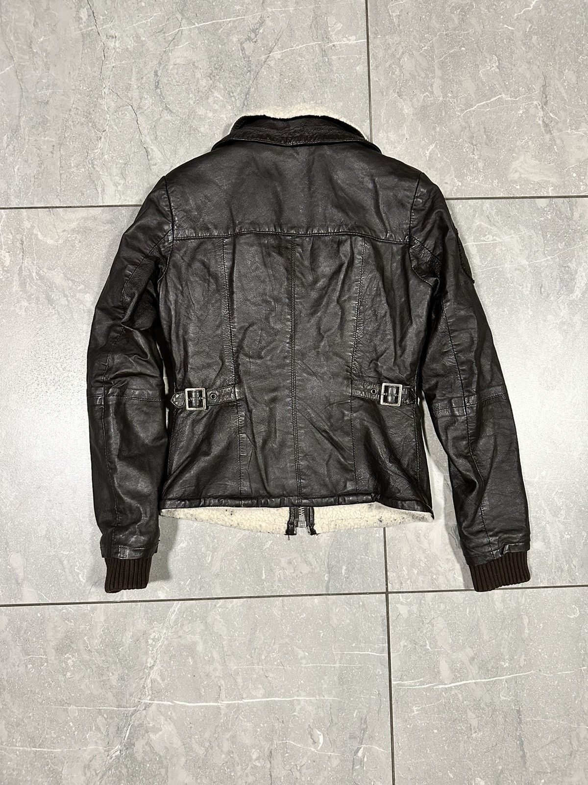 Superdry SUPERDRY Japanese Super Leather Jacket Metal Zip Hardware Size XS / US 0-2 / IT 36-38 - 2 Thumbnail