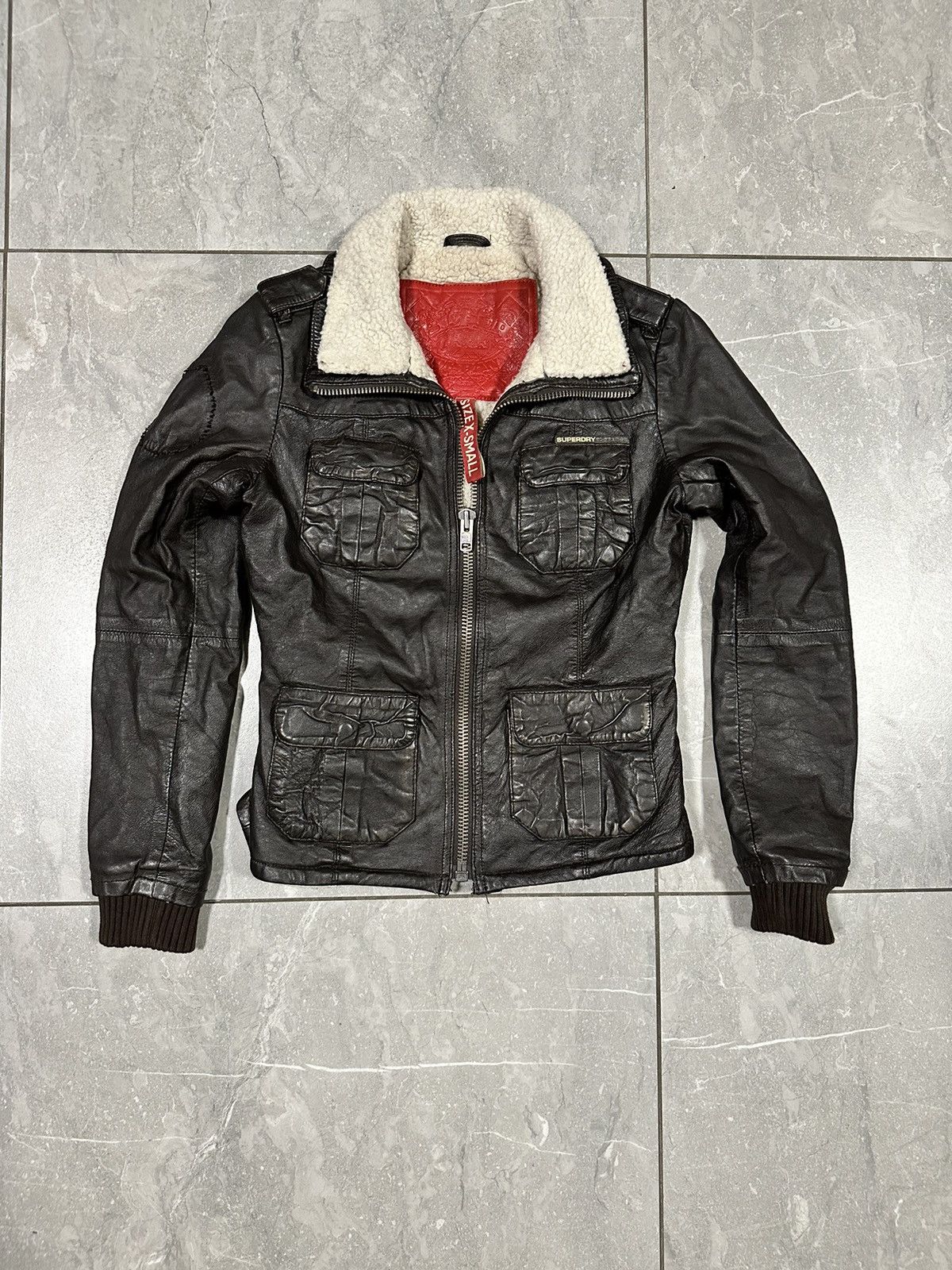 Superdry SUPERDRY Japanese Super Leather Jacket Metal Zip Hardware Size XS / US 0-2 / IT 36-38 - 1 Thumbnail