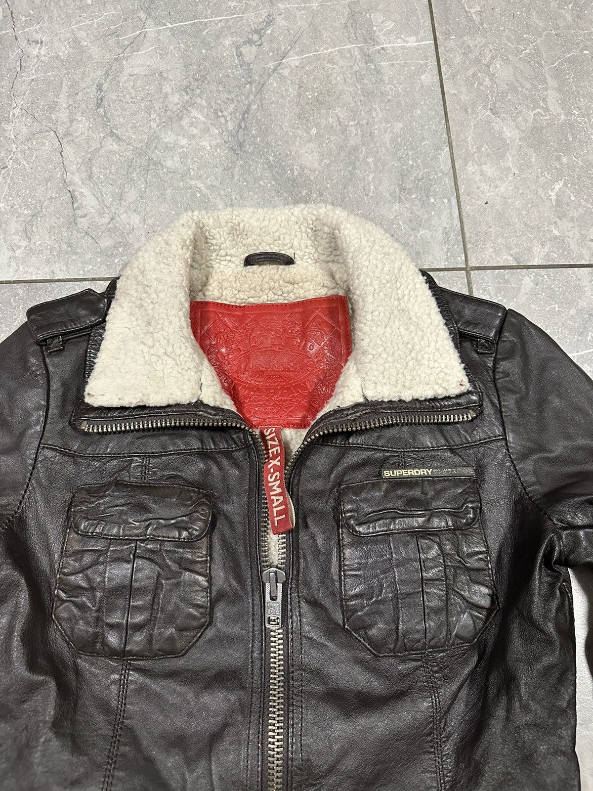 Superdry SUPERDRY Japanese Super Leather Jacket Metal Zip Hardware Size XS / US 0-2 / IT 36-38 - 3 Thumbnail
