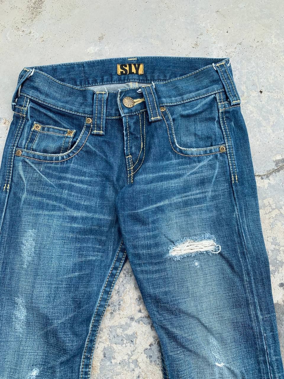Japanese Brand Vintage SLY Low Waist Distressed Goth Denim Jeans Size US 28 / EU 44 - 3 Thumbnail