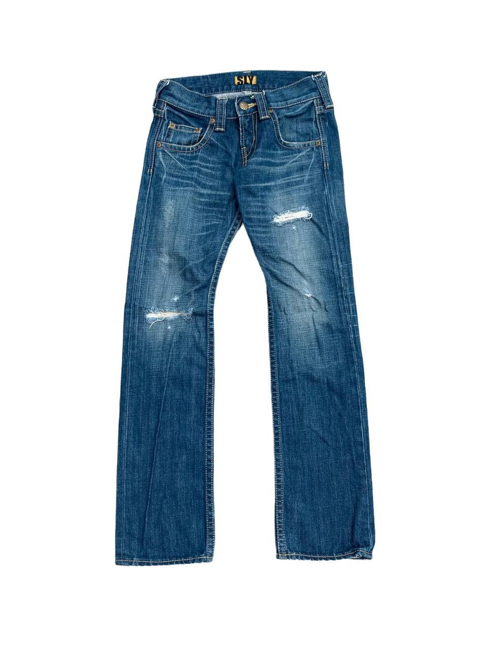 image of Distressed Denim Vintage Sly Low Waist Distressed Goth Denim Jeans, Men's (Size 28)