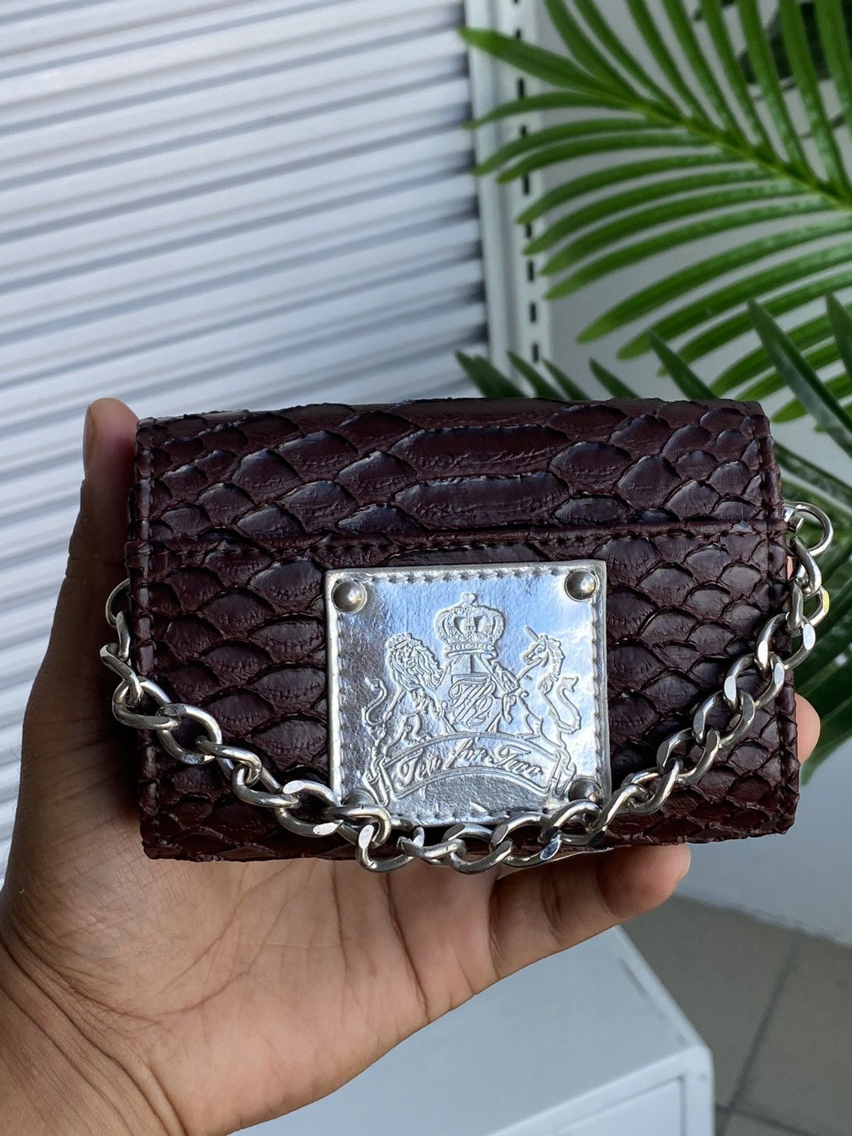 Japanese Brand Vintage Skulls Diamond Snake Skin Bracelet Hand Wallet Size ONE SIZE - 5 Thumbnail