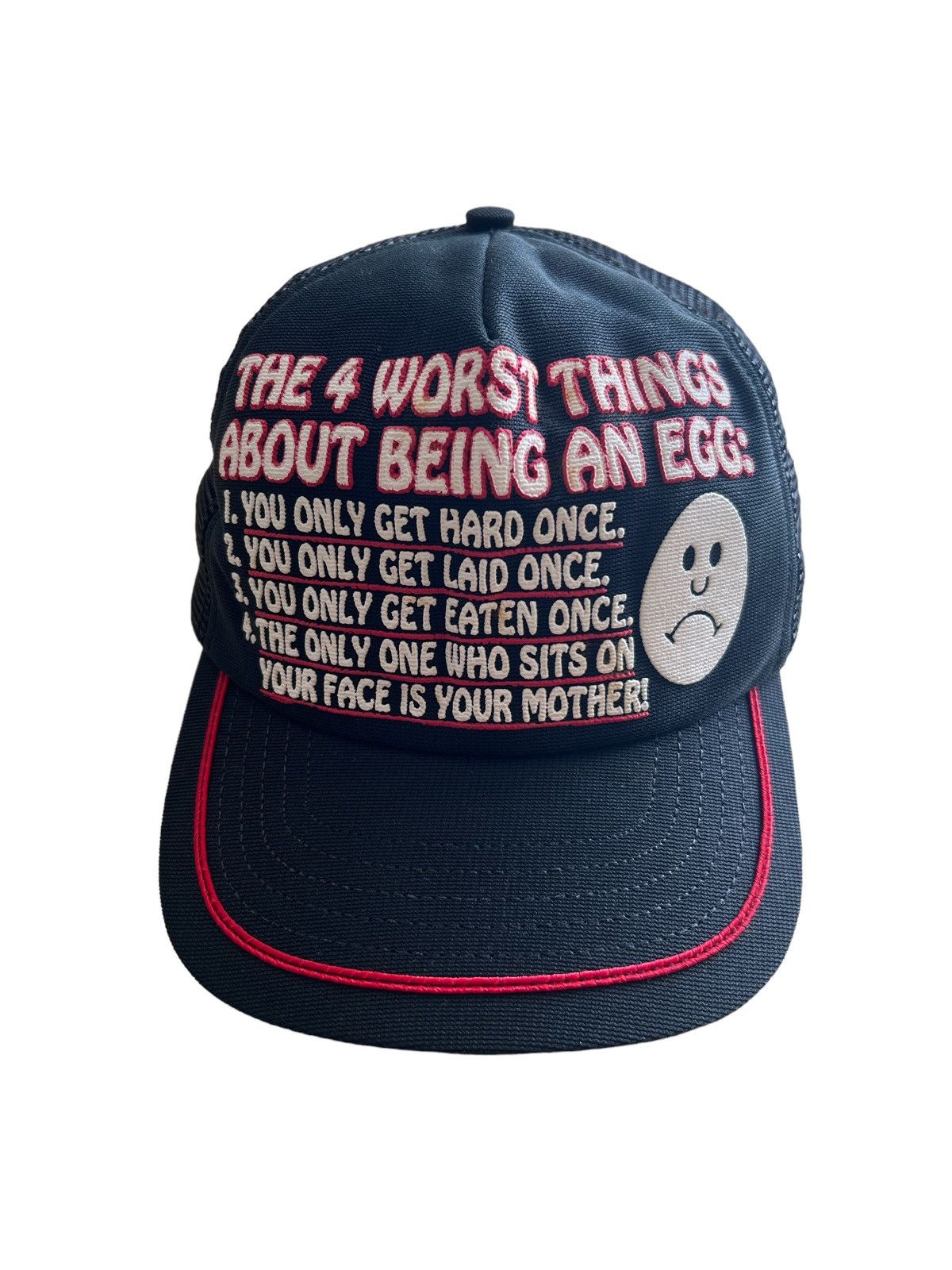 Vintage Vintage 1990s Wording "EGG" Snapback Mesh Trucker Cap Hat Size ONE SIZE - 1 Thumbnail