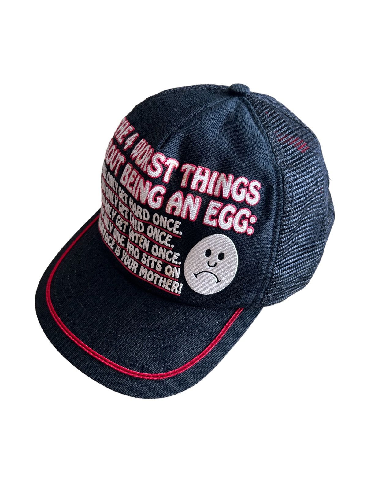 Vintage Vintage 1990s Wording "EGG" Snapback Mesh Trucker Cap Hat Size ONE SIZE - 2 Thumbnail