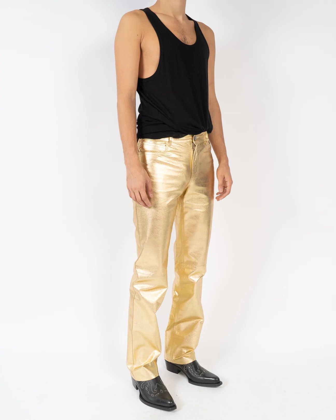 Calvin Klein 205W39NYC Golden Lamb Leather Trousers Size US 30 / EU 46 - 3 Thumbnail