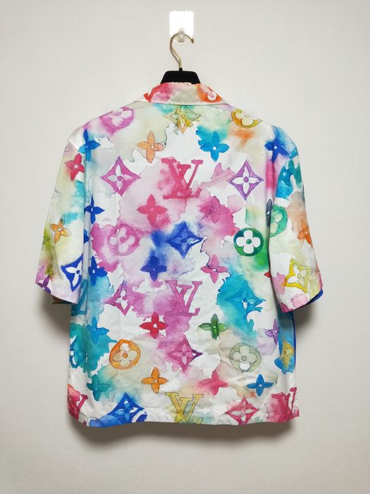 Pre-owned Louis Vuitton Watercolor Monogram Button Up Shirt In White