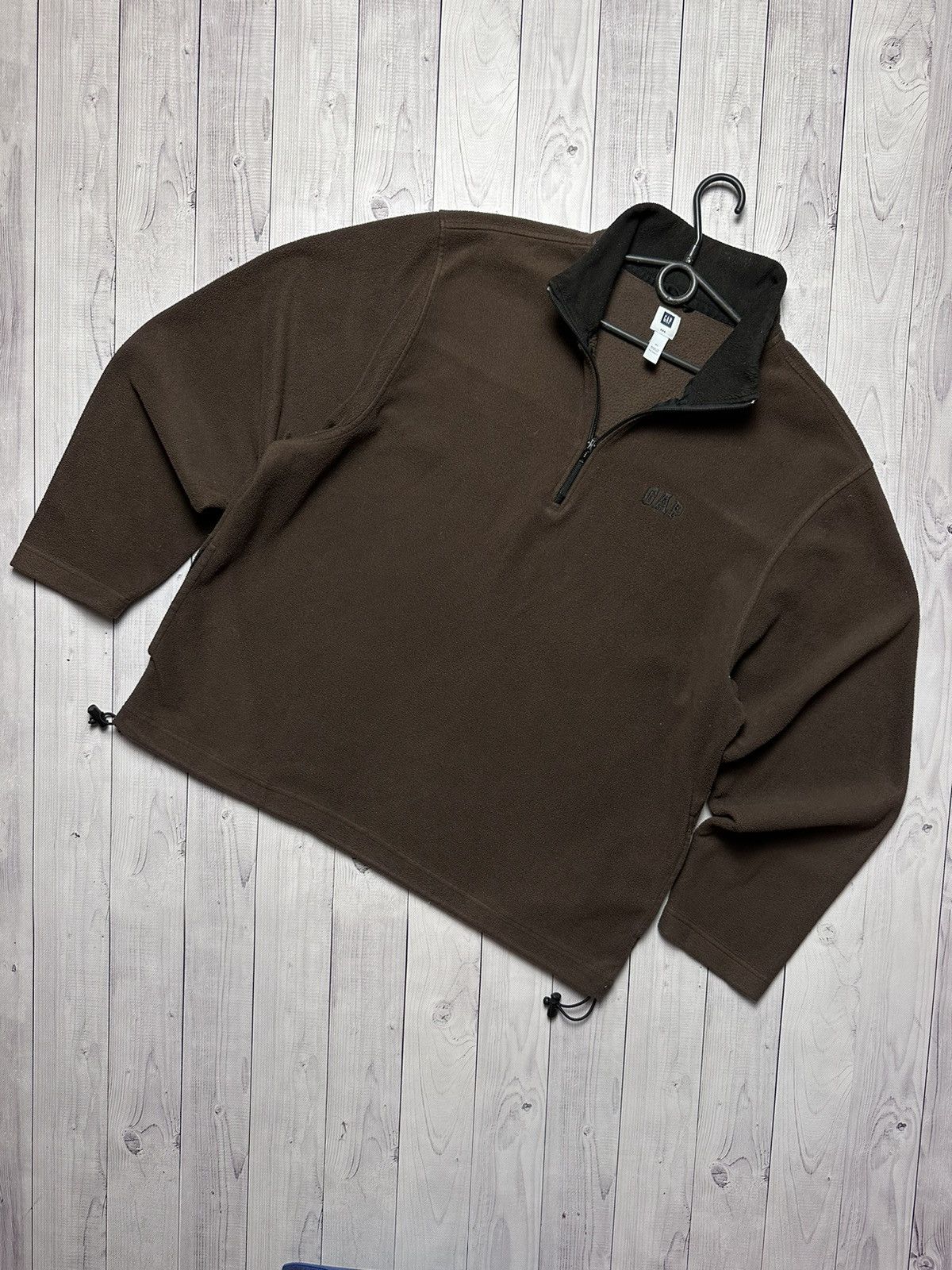 Vintage Brown Gap fleece zip 1/3 sweatshirt hoodie size XL