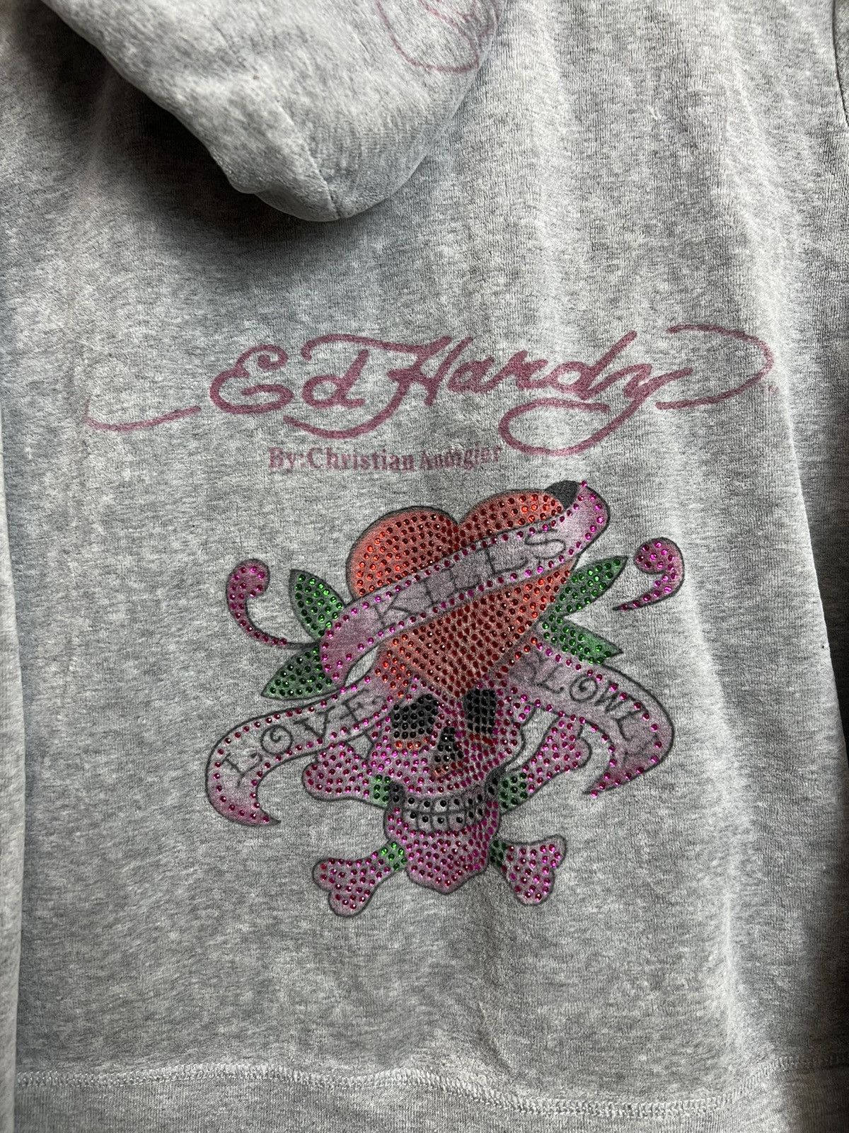 Ed Hardy Rare Y2K Ed Hardy Skull Hoodie Love Kills Slowly Hype Drip Size XL / US 12-14 / IT 48-50 - 4 Thumbnail