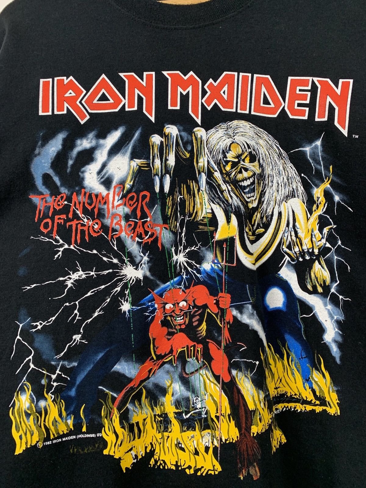 Band Tees 1982 Vintage Iron Maiden The Number Of The Beast T-Shirt Size US XL / EU 56 / 4 - 8 Thumbnail