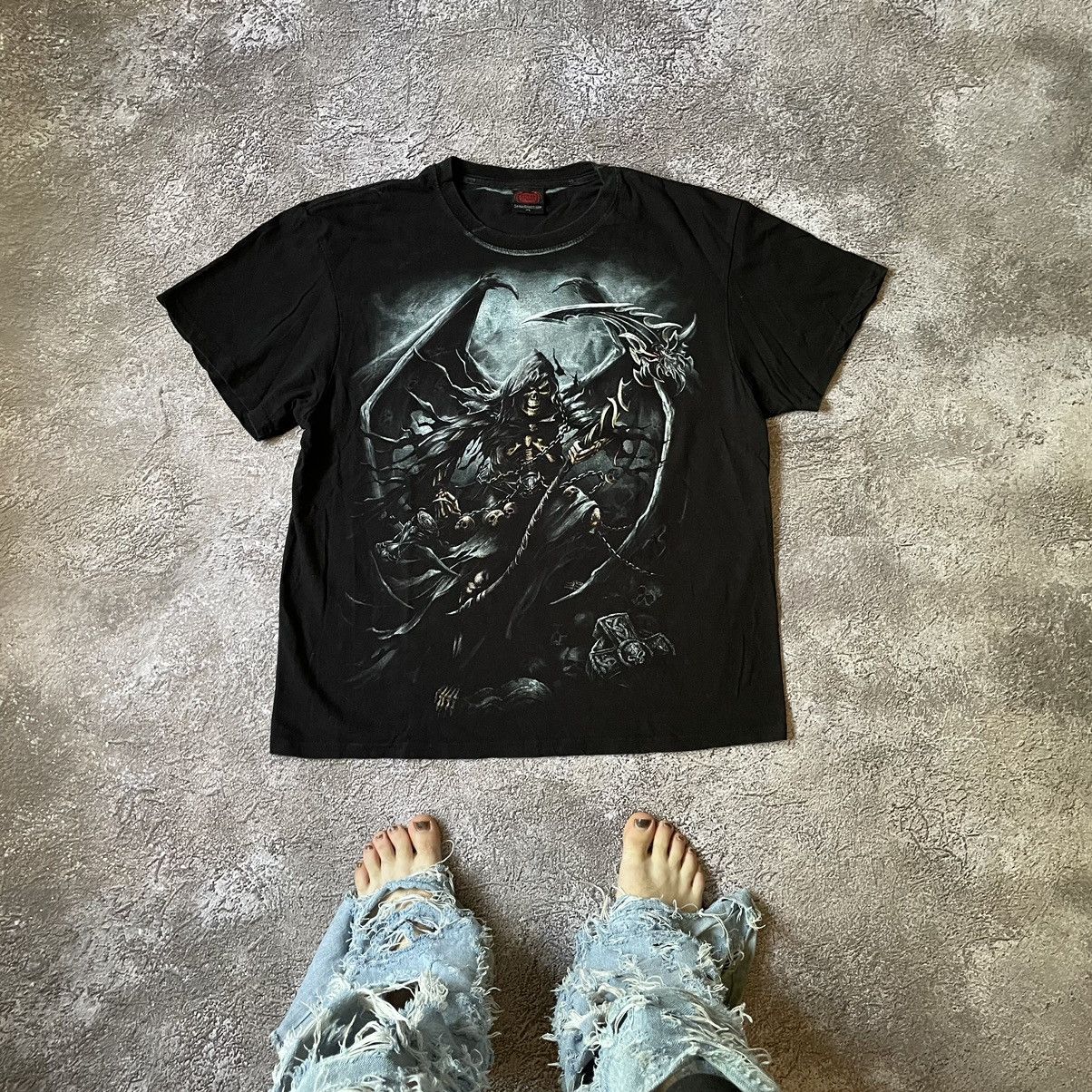 Vintage Vintage 90s Skeleton Horror Graphic Tee Grunge Dark Psycho M Size US M / EU 48-50 / 2 - 1 Thumbnail