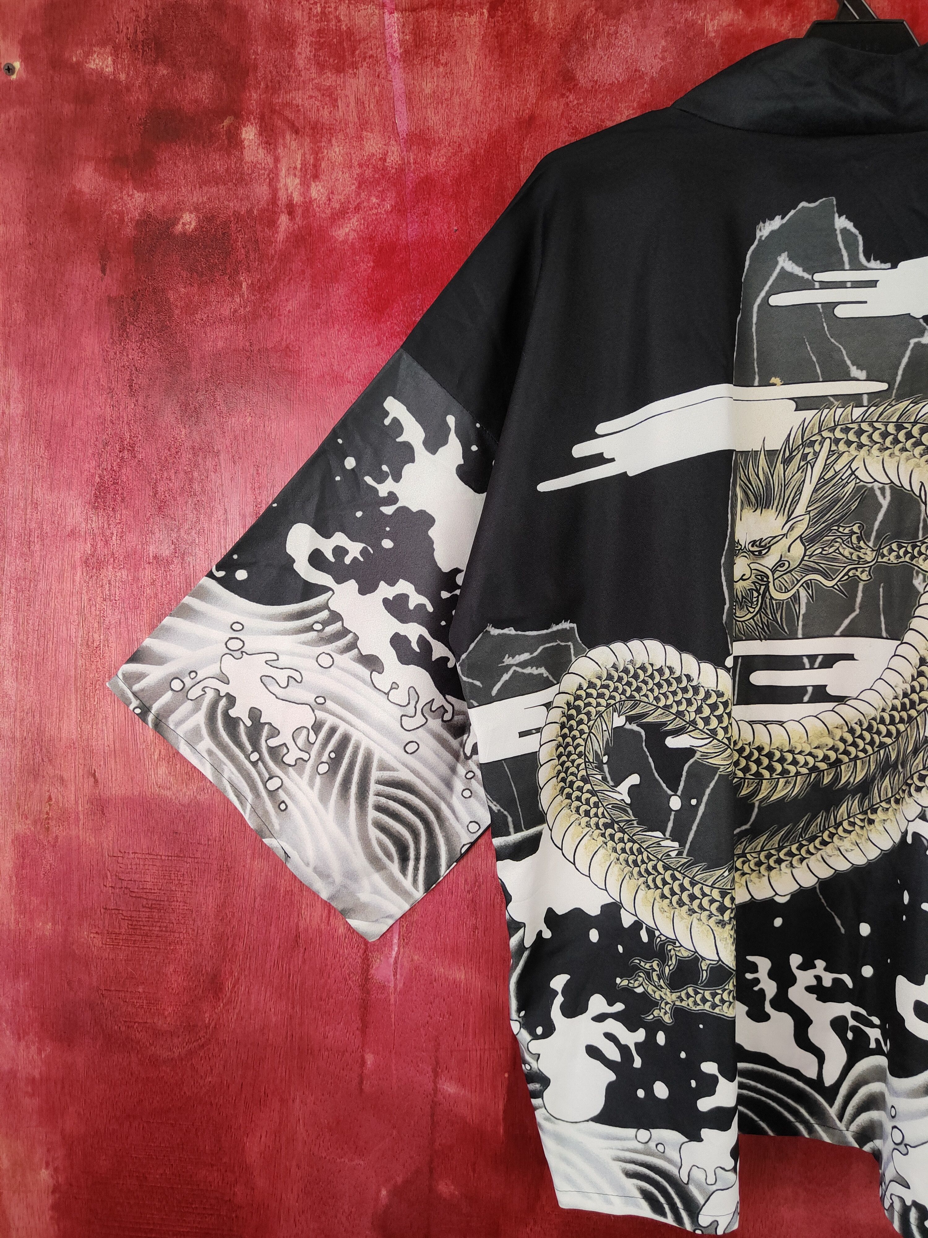 Edition Japan × Japanese Brand Yiermei - Dragon japan kimono Black Cardigan #S426 Size XL / US 12-14 / IT 48-50 - 2 Thumbnail