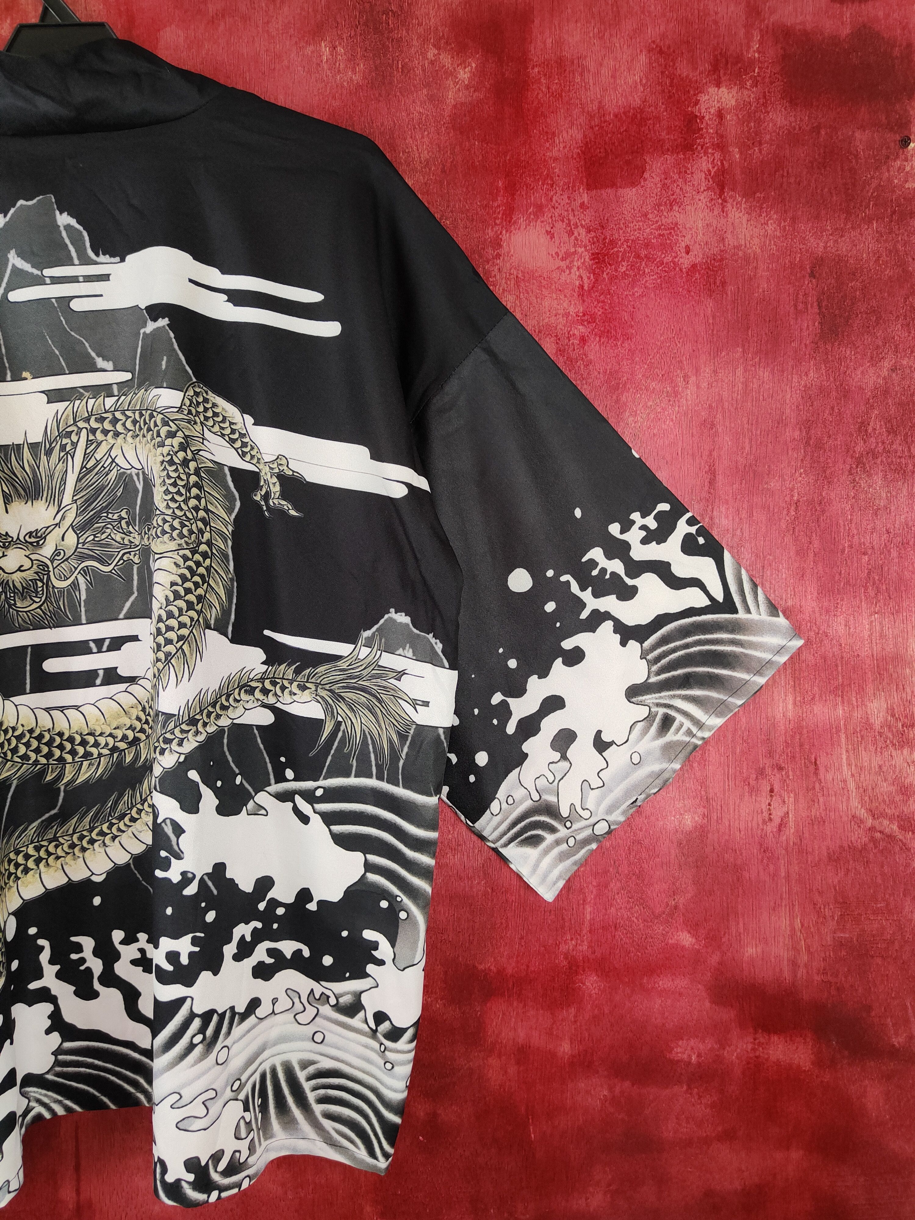 Edition Japan × Japanese Brand Yiermei - Dragon japan kimono Black Cardigan #S426 Size XL / US 12-14 / IT 48-50 - 3 Thumbnail