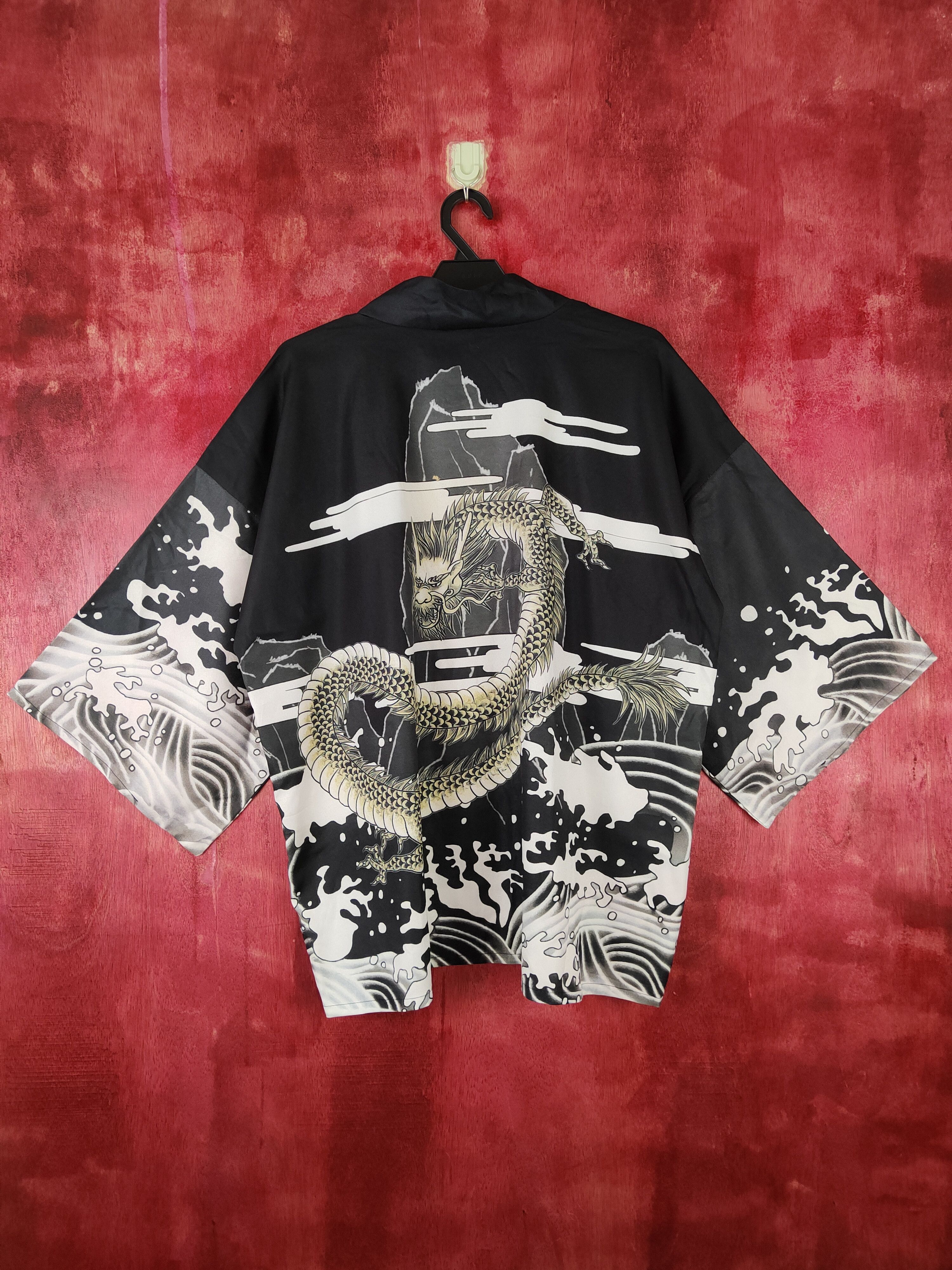 Image of Edition Japan x Kimono Japan Dragon Yiermei - Dragon Japan Kimono Black Cardigan S426, Women's (Siz